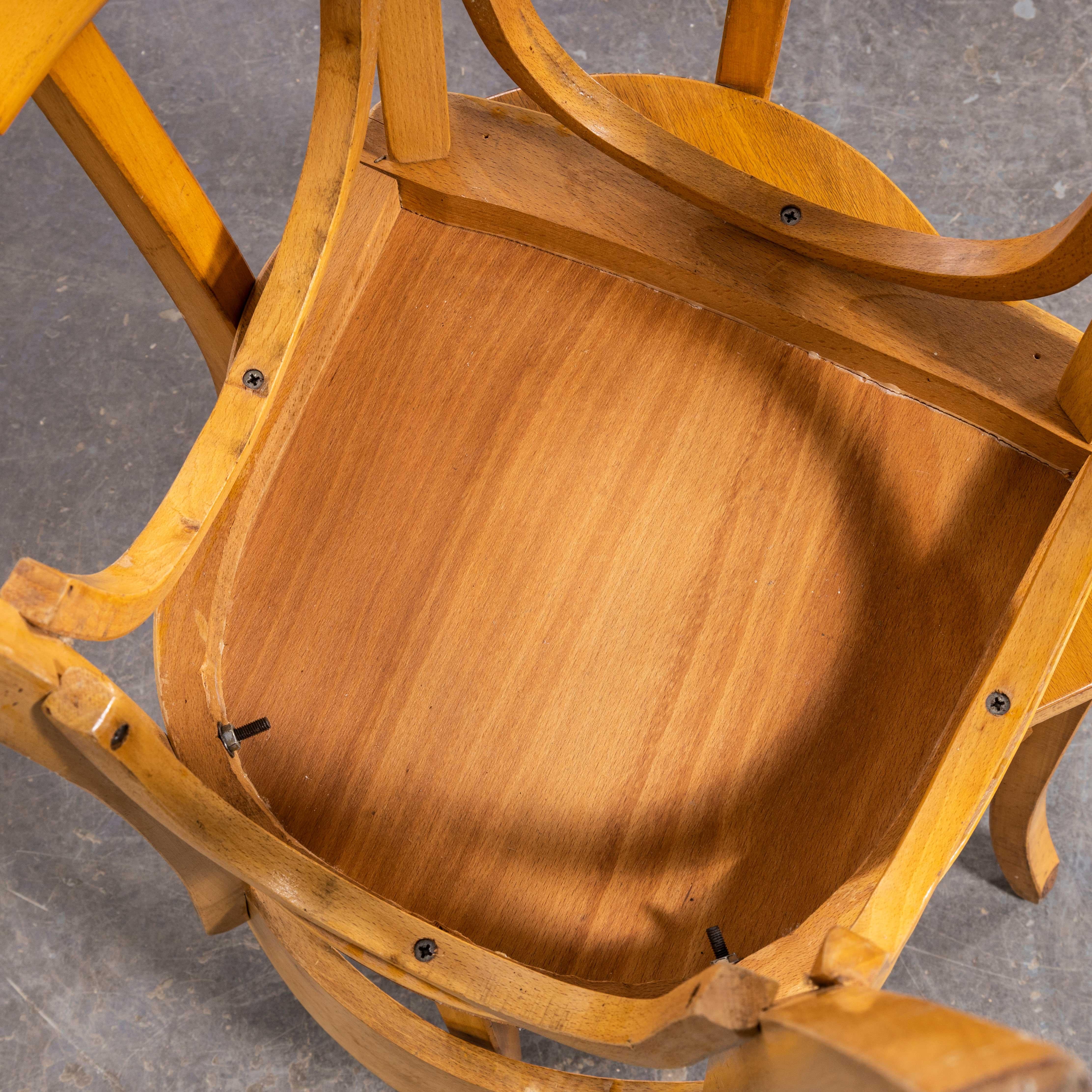 1950’s Standard Single Bar Blonde French Dining Chairs - Set Of Four For Sale 2