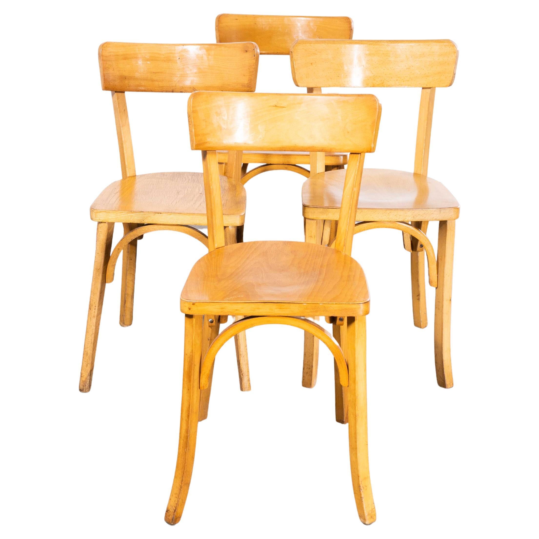 1950’s Standard Single Bar Blonde French Dining Chairs - Set Of Four