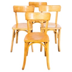 Retro 1950’s Standard Single Bar Blonde French Dining Chairs - Set Of Four