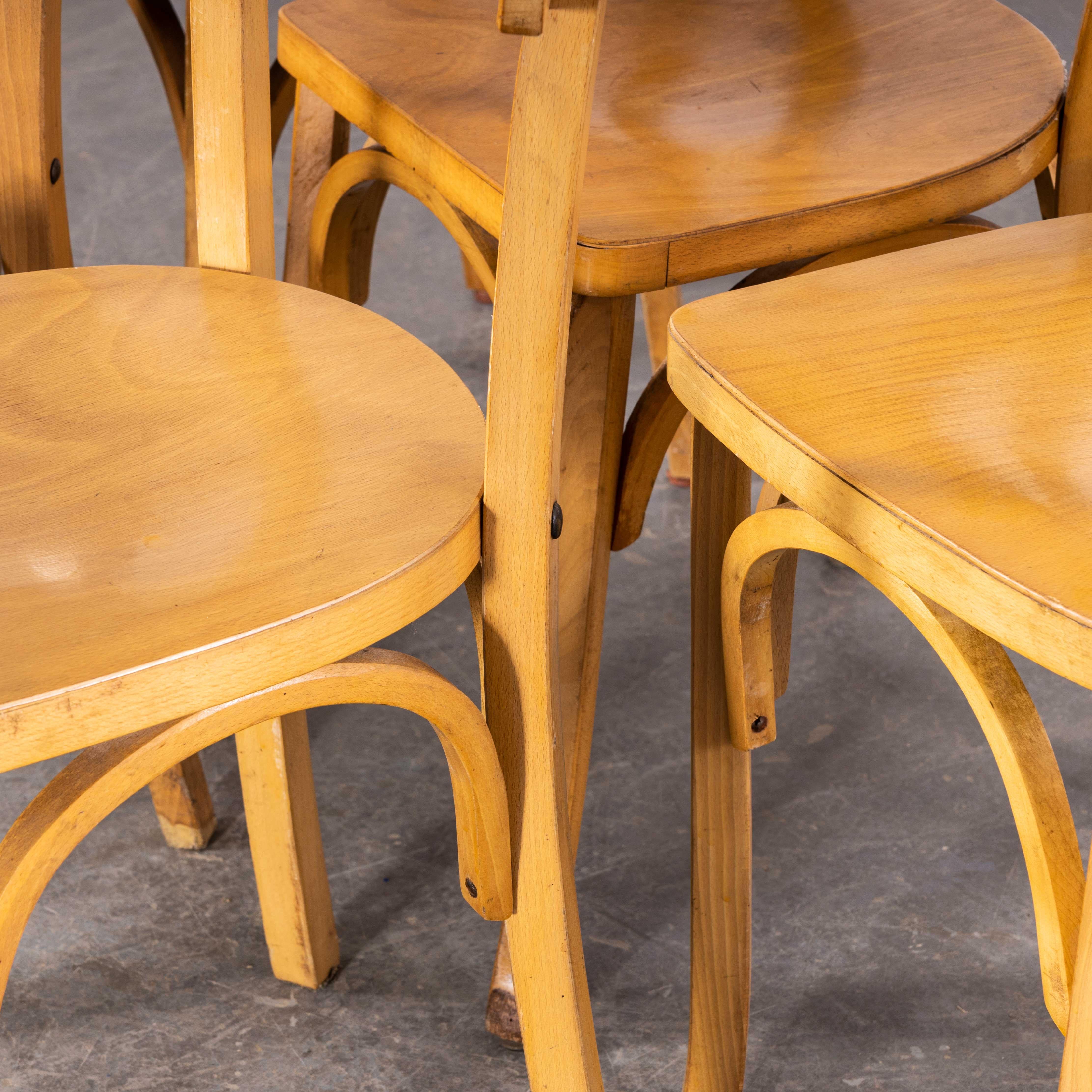 1950’s Standard Single Bar Blonde French Dining Chairs - Set Of Six For Sale 3