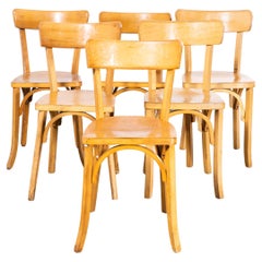 Retro 1950’s Standard Single Bar Blonde French Dining Chairs - Set Of Six