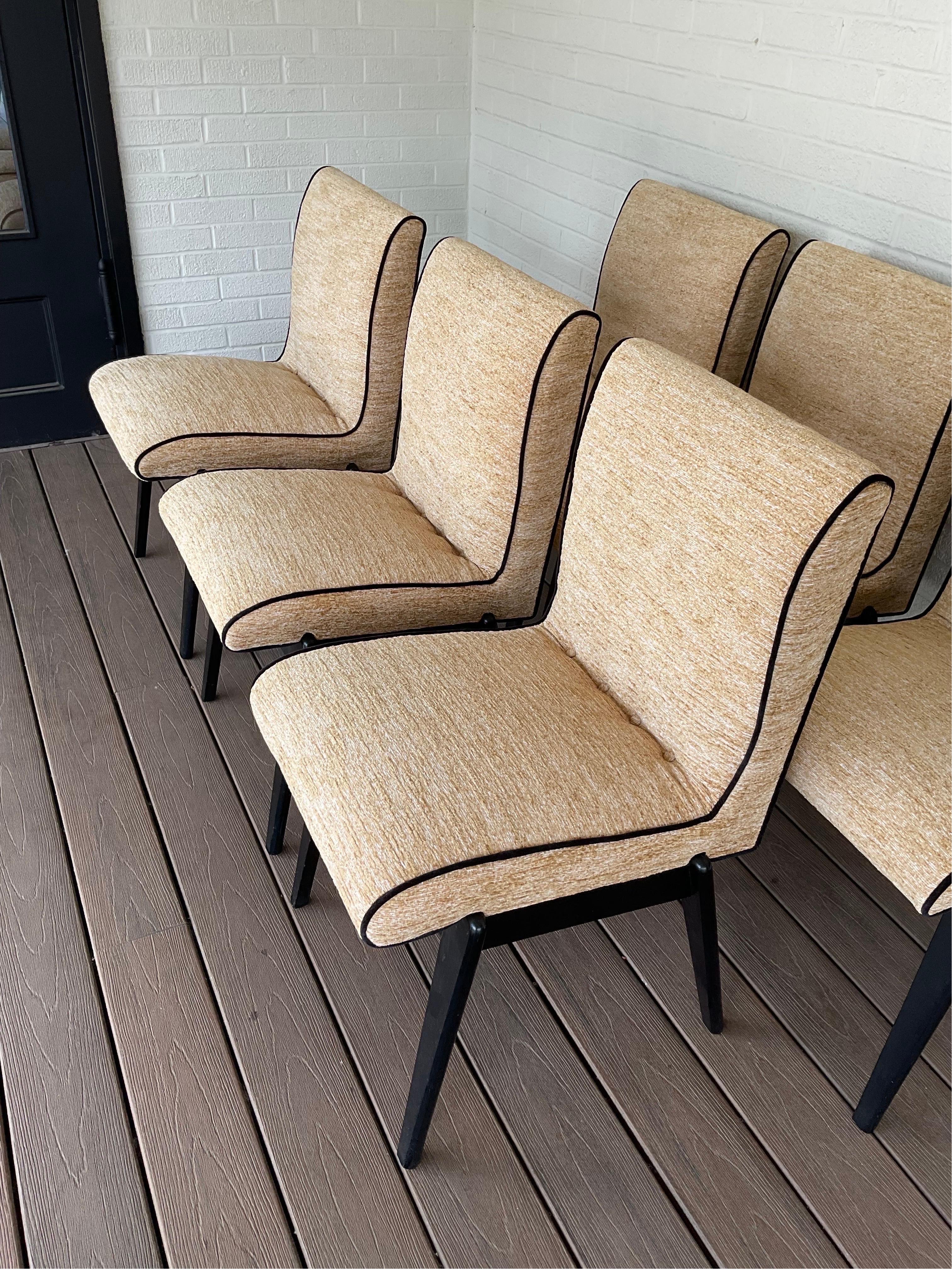 Just back from the upholstery masters, these little gems are as sweet in person as you would hope them to be. Complete professional renovation on original black lacquered frames. Stanley Young for Glenn of California. They’re smart, sophisticated,
