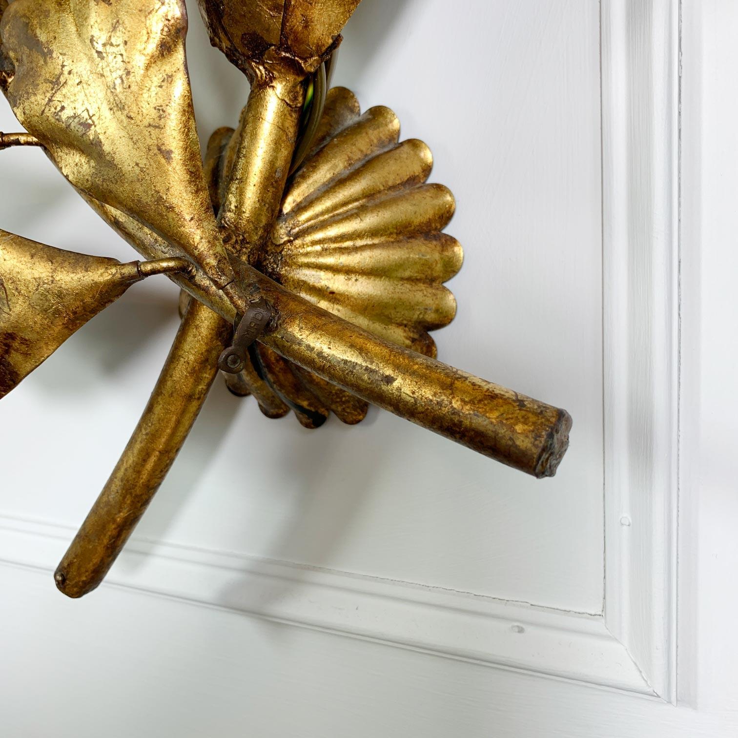 1950's Statement Italian Gold Leaf Wall Sconce 4