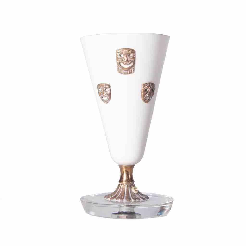 Lámpara de mesa con máscara de acero, latón y cristal de los años 50 al estilo de Gio Ponti en venta 5