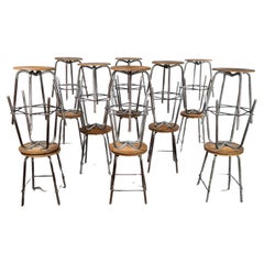1950's Steel Original French Industrial Four Legged Stools - Good Quantity Avail