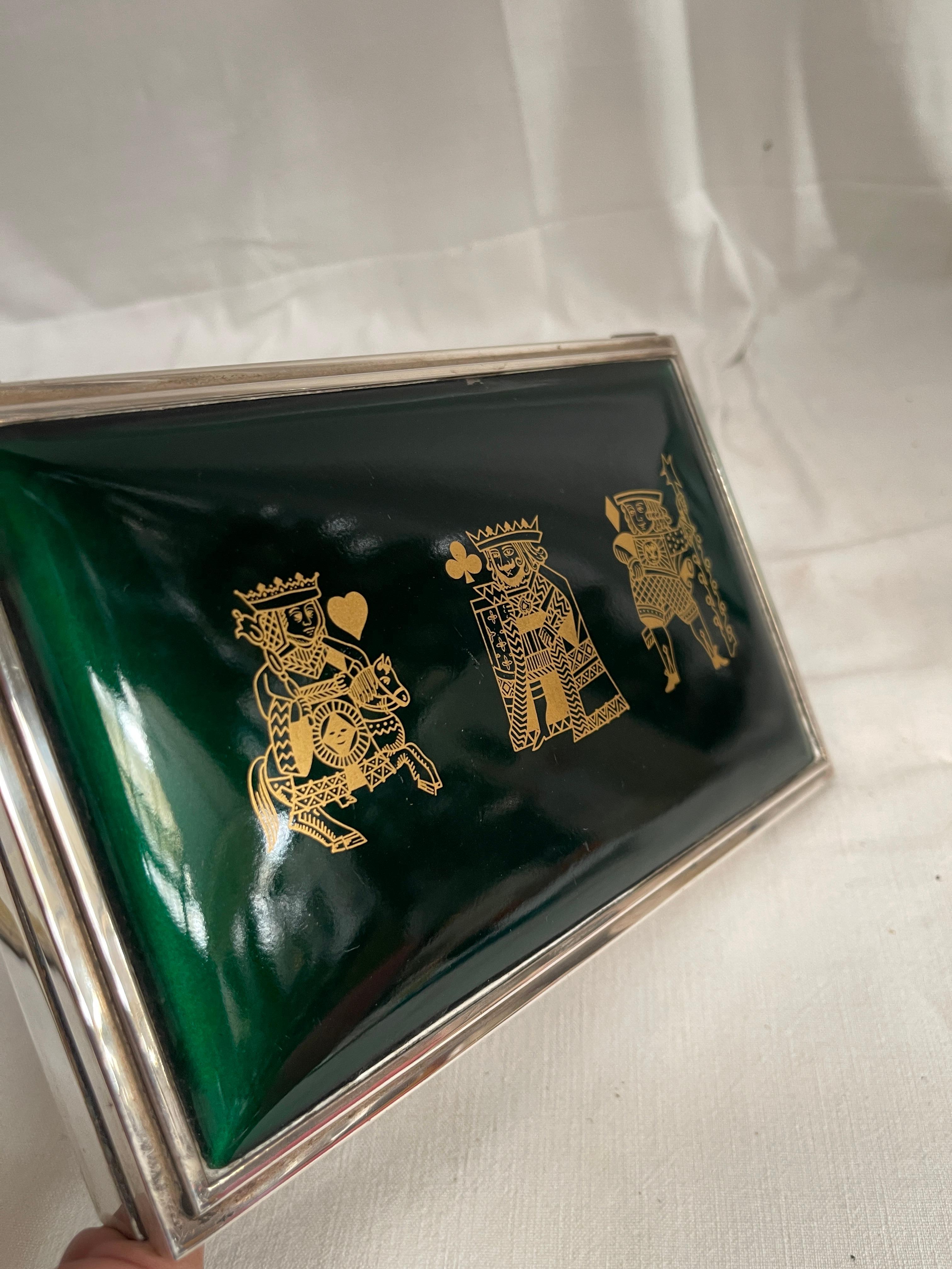 Caja de plata de ley y esmalte de los años 50 Español en venta