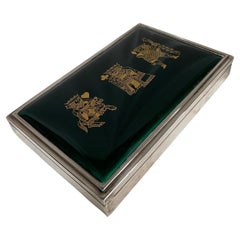 Dose aus Sterlingsilber und Emaille, 1950er Jahre