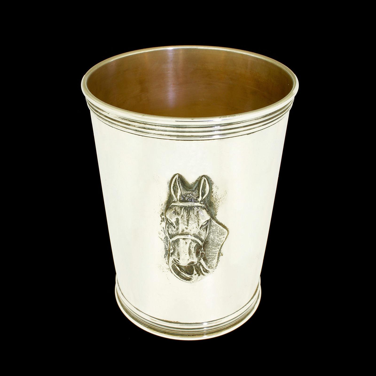 1950s Sterling Silver Benjamin Trees Horse Mint Julep Cup No Monogram Kentucky In Good Condition In Lauderdale by the Sea, FL