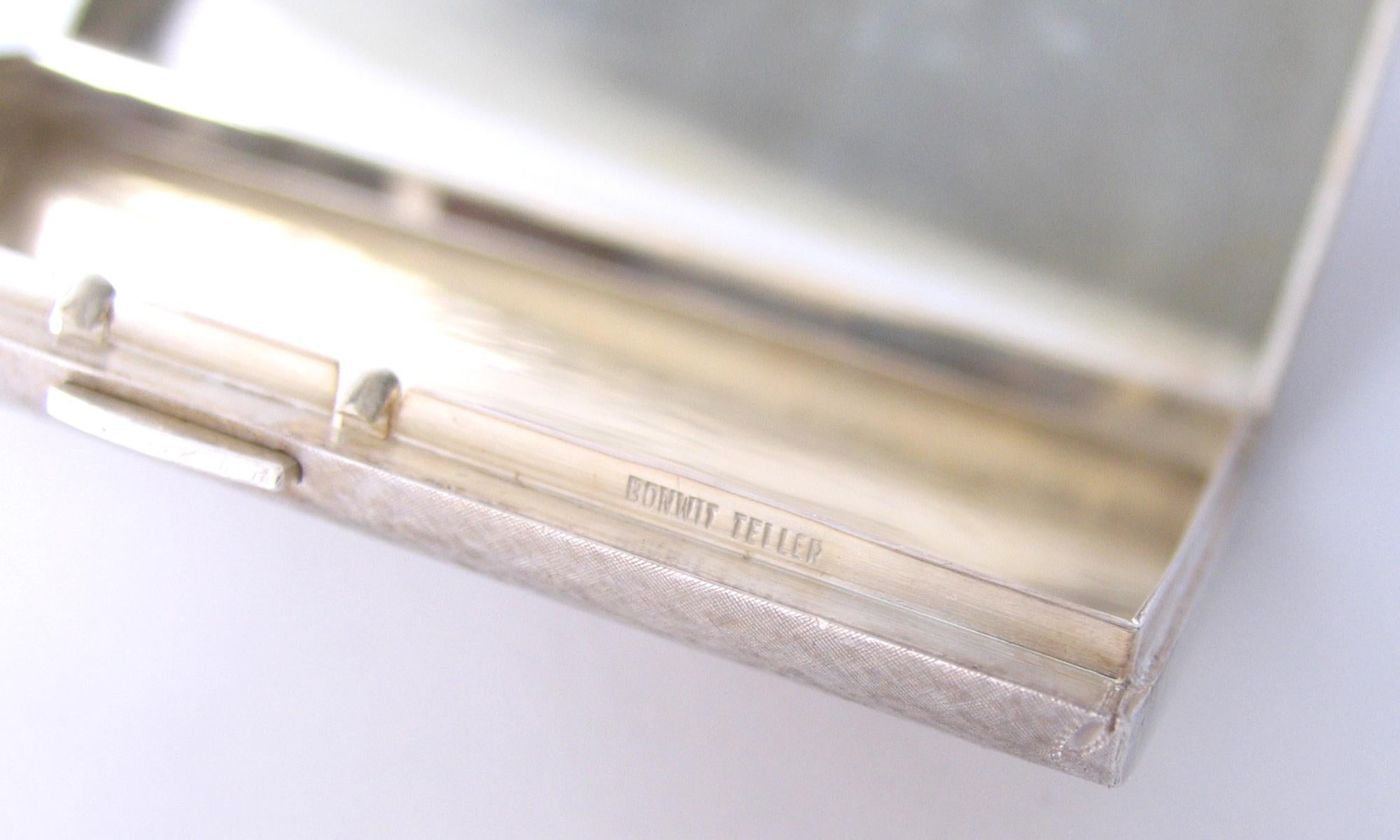 Italian 1950s Sterling Silver Cigarette Card Case Made in Italy for Bonwit Teller & Co.