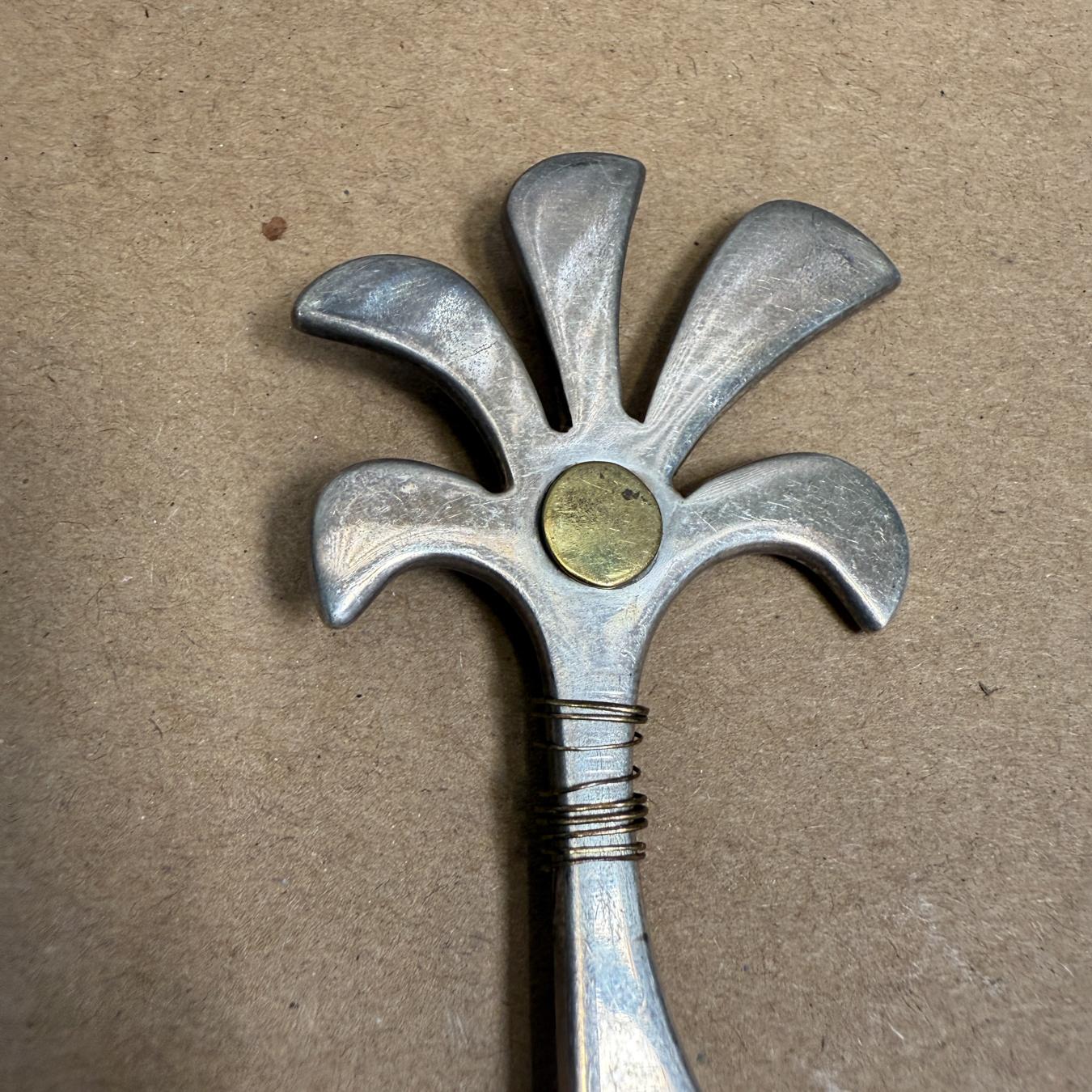 Mexican 1950s Sterling Silver Palm Tree Brooch Pin Mexico For Sale