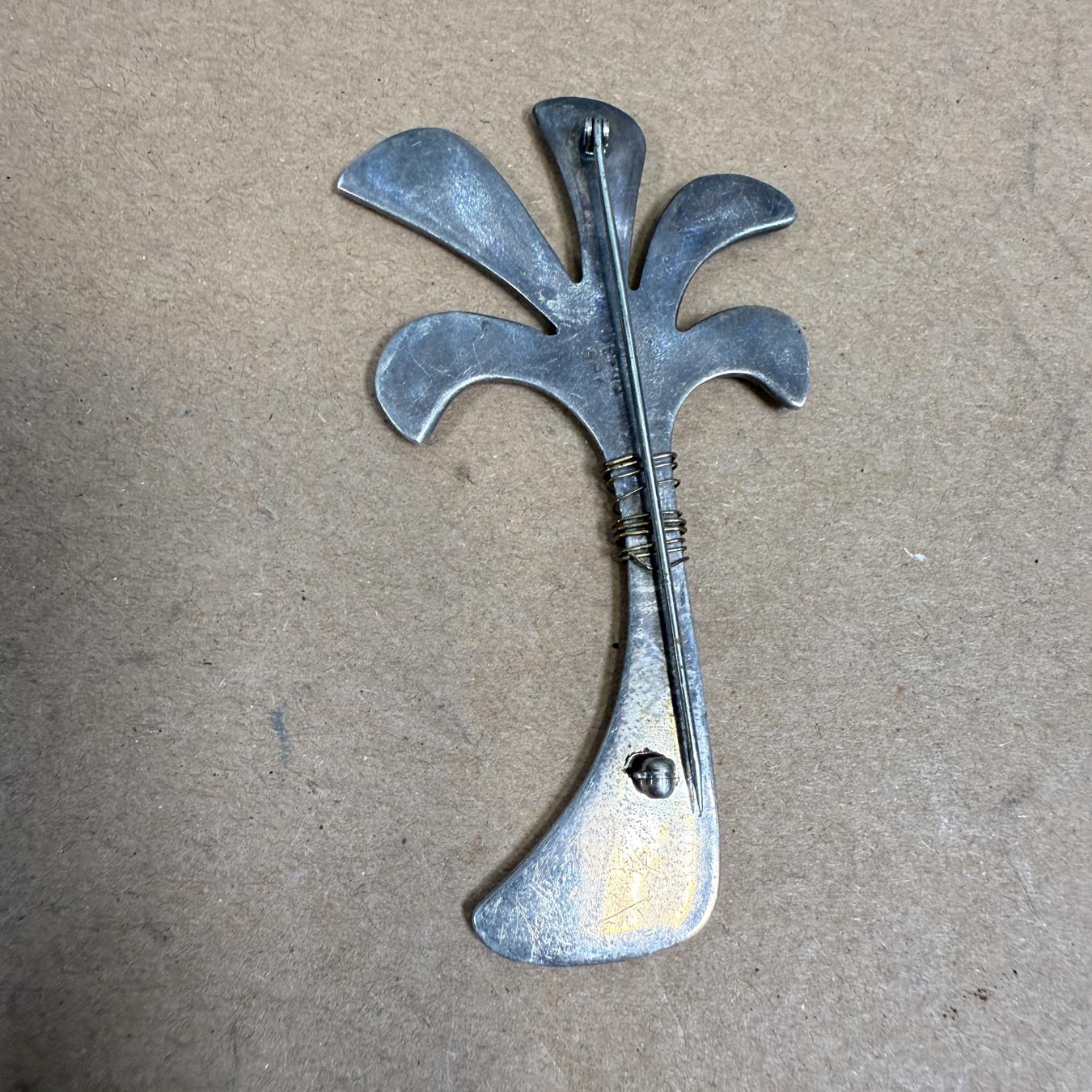 20th Century 1950s Sterling Silver Palm Tree Brooch Pin Mexico For Sale