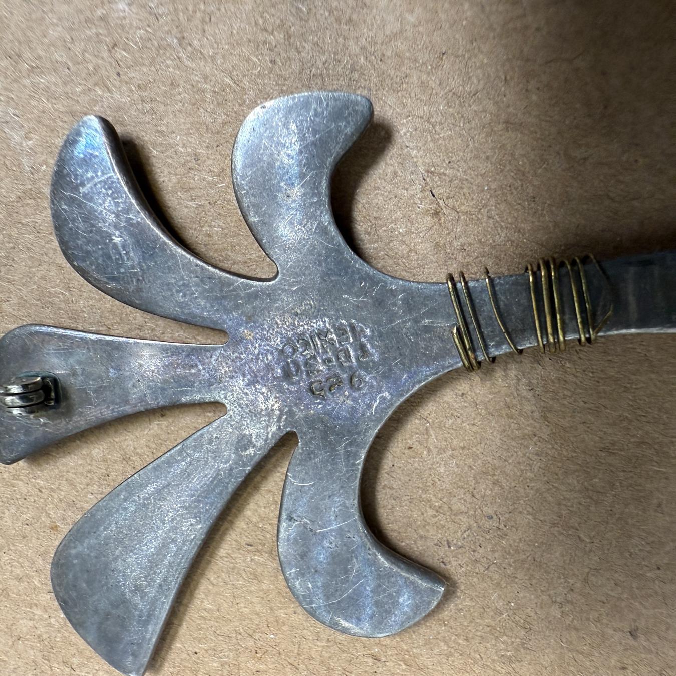 1950s Sterling Silver Palm Tree Brooch Pin Mexico For Sale 2