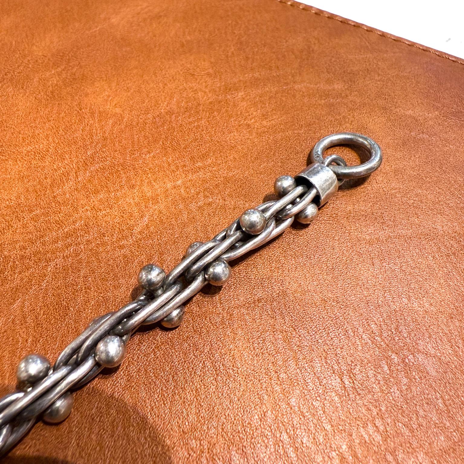 1950s Sterling Silver Toggle Bracelet Cha Cha Mexico Taxco Spratling Style For Sale 5