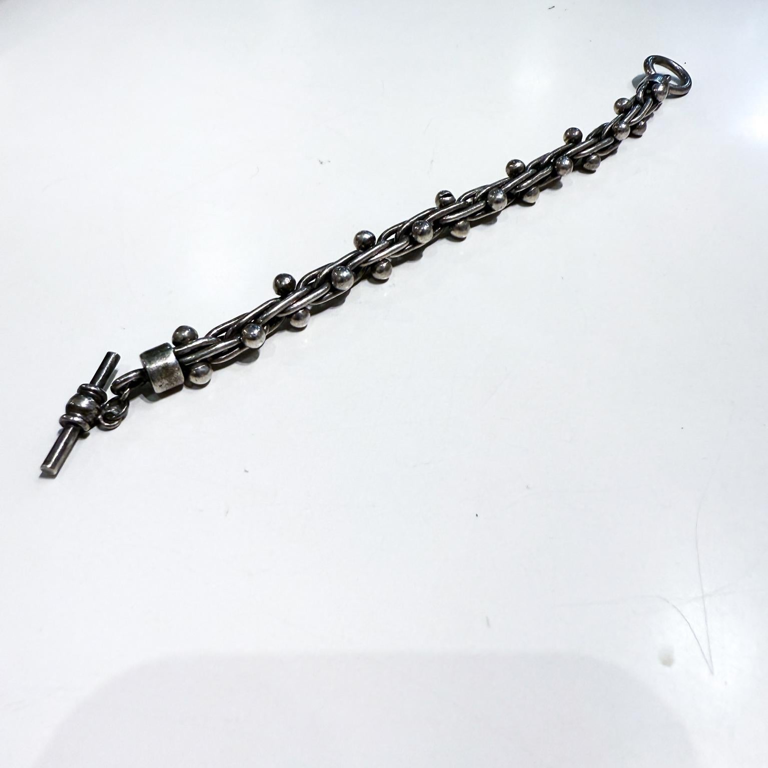 1950s Sterling Silver Toggle Bracelet Cha Cha Mexico Taxco Spratling Style For Sale 8