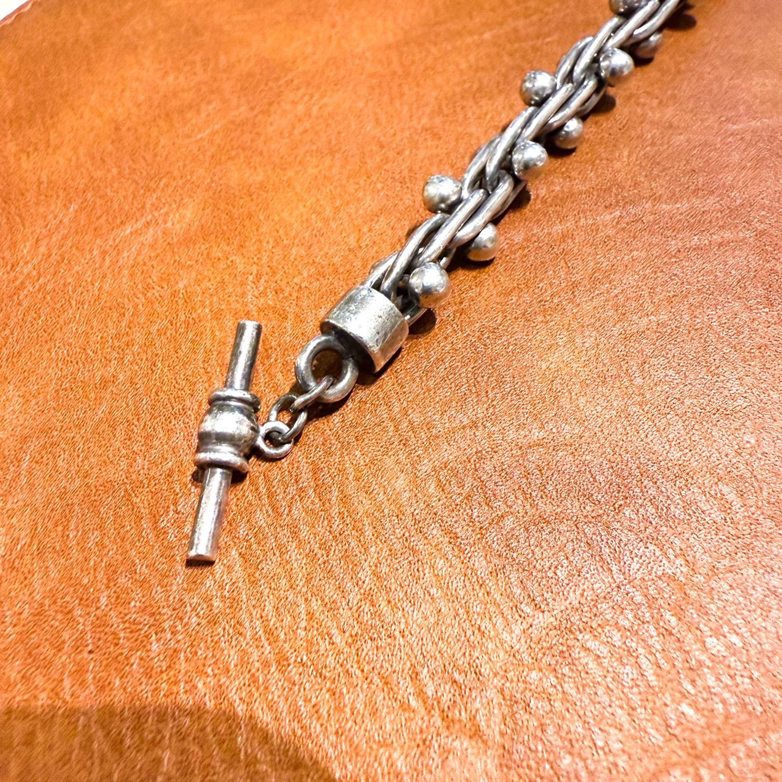 1950s Sterling Silver Toggle Bracelet Cha Cha Mexico Taxco Spratling Style In Good Condition For Sale In Chula Vista, CA