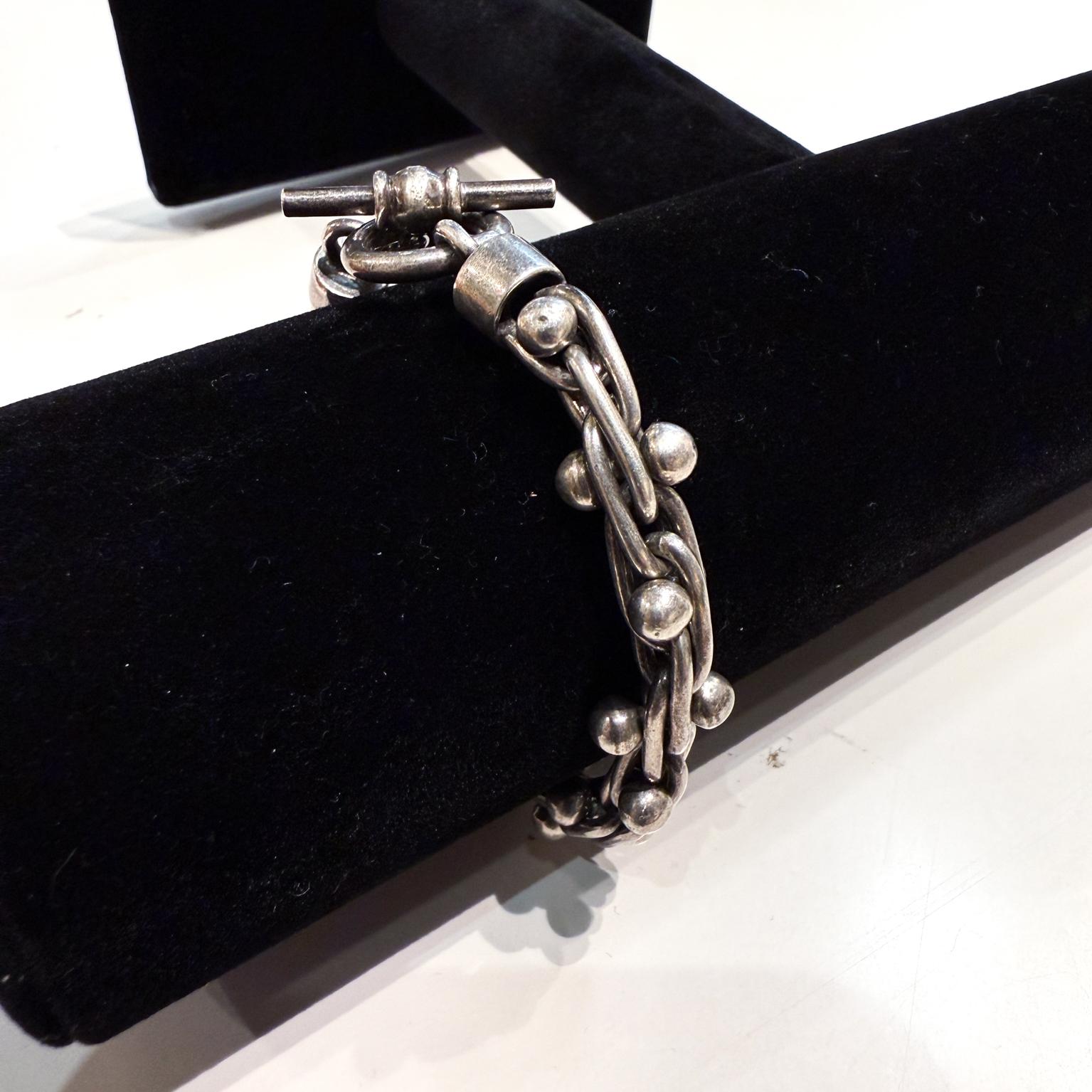 1950s Sterling Silver Toggle Bracelet Cha Cha Mexico Taxco Spratling Style For Sale 1