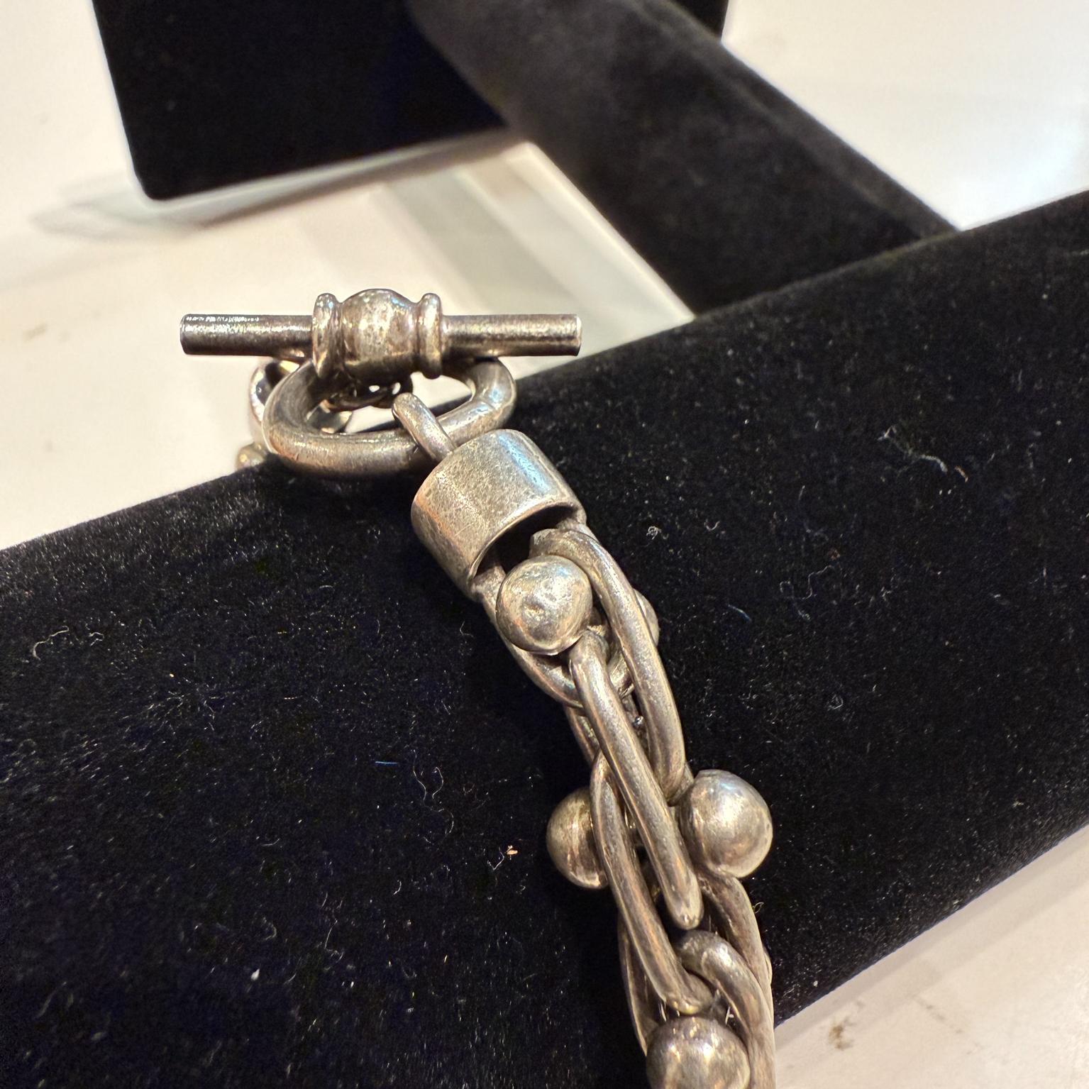 1950s Sterling Silver Toggle Bracelet Cha Cha Mexico Taxco Spratling Style For Sale 2