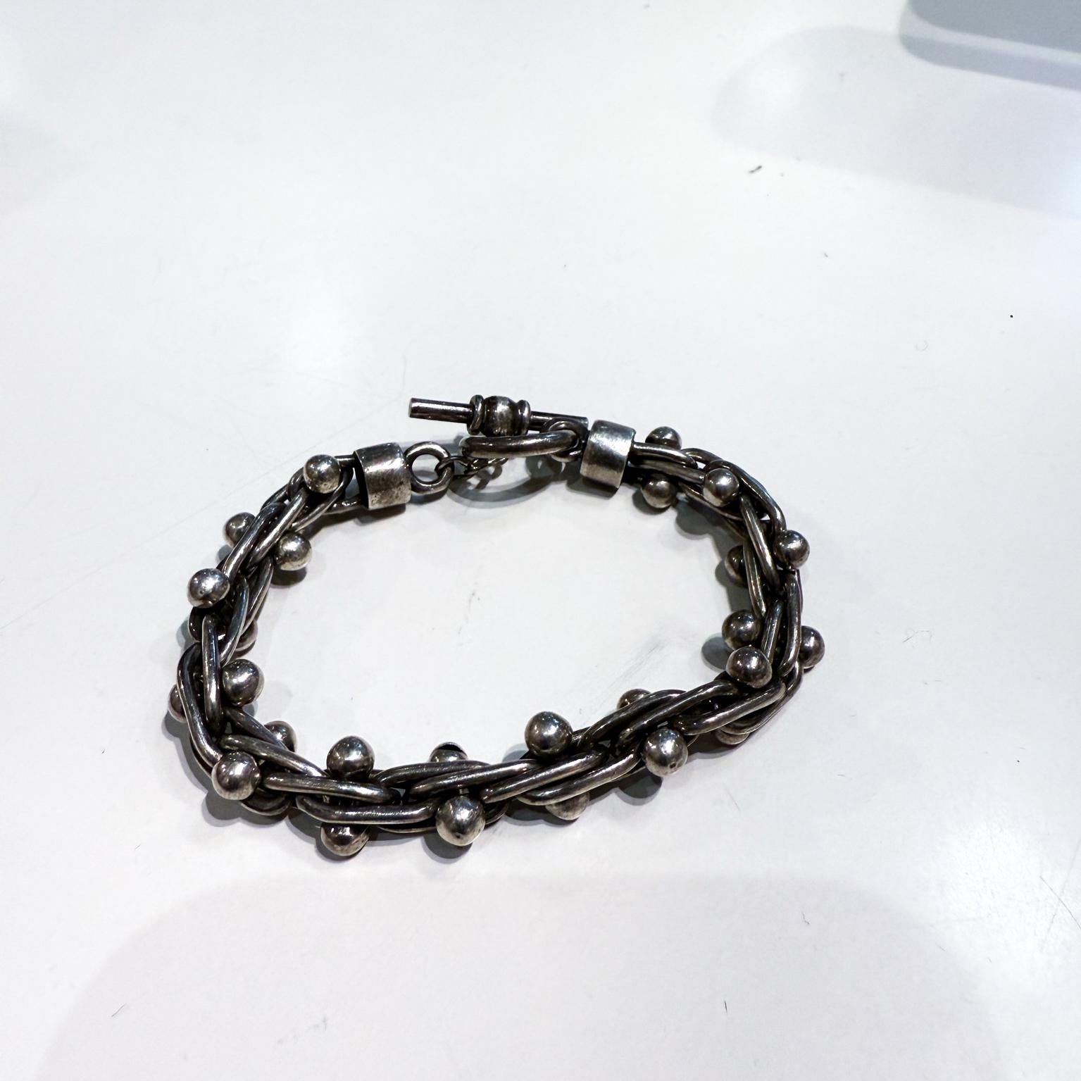 1950s Sterling Silver Toggle Bracelet Cha Cha Mexico Taxco Spratling Style For Sale 4