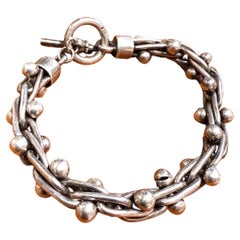 1950s Sterling Silver Toggle Bracelet Cha Cha Mexico Taxco Spratling Style
