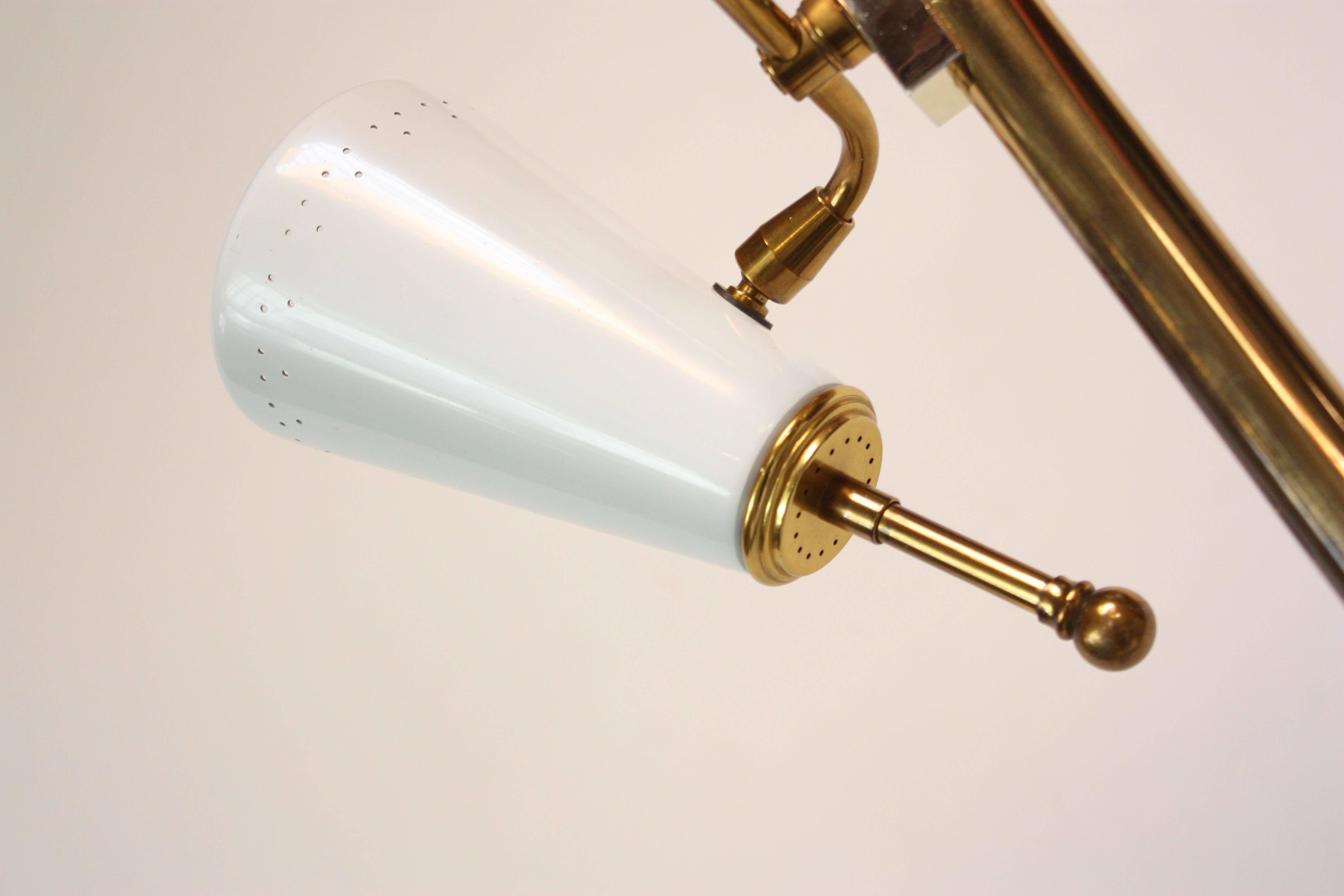 Mid-Century Modern 1950s Stiffel Brass and Metal Three-Fixture Floor Lamp
