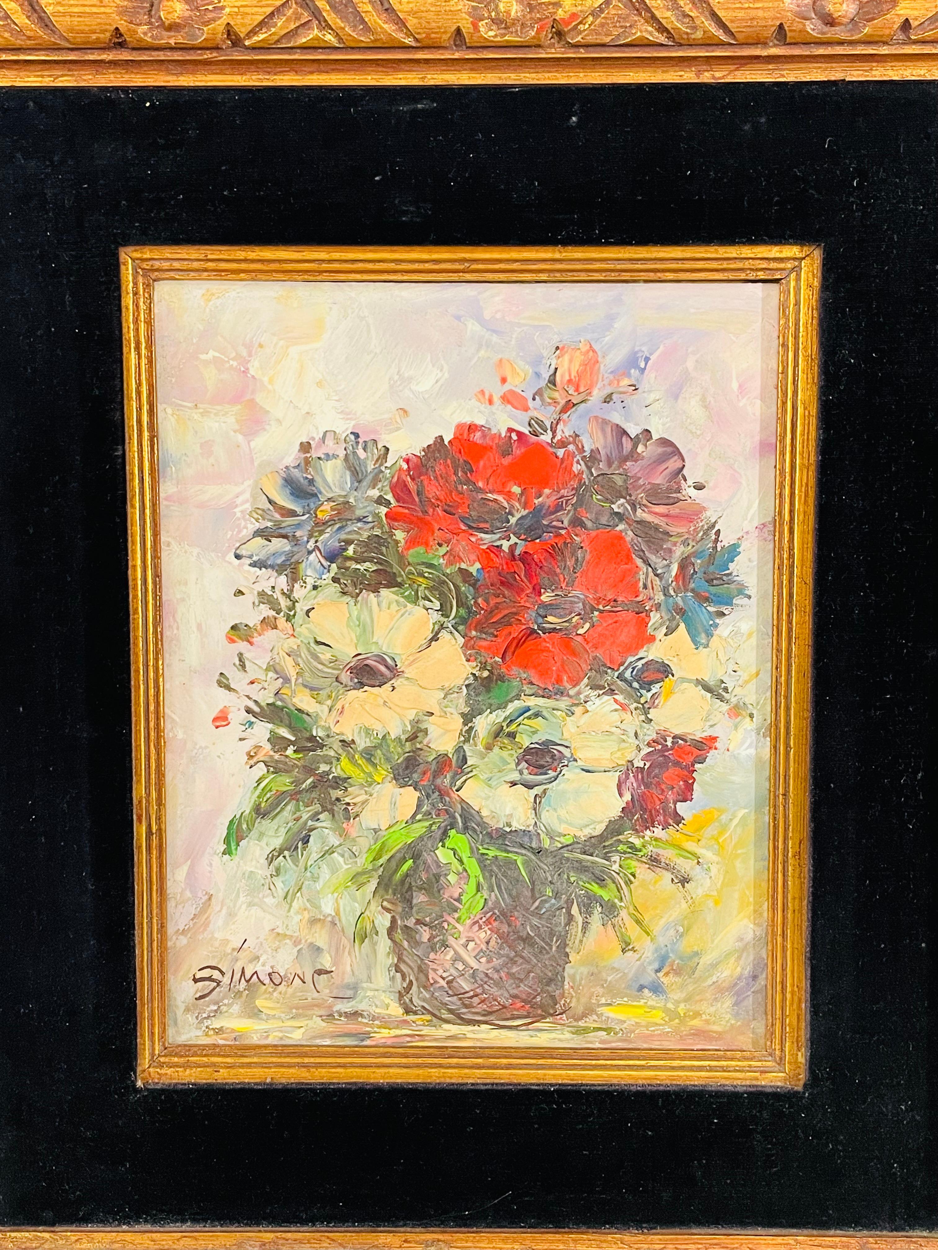 1950's Still Life of Mixed Flowers Oil Painting Signed and Framed 6