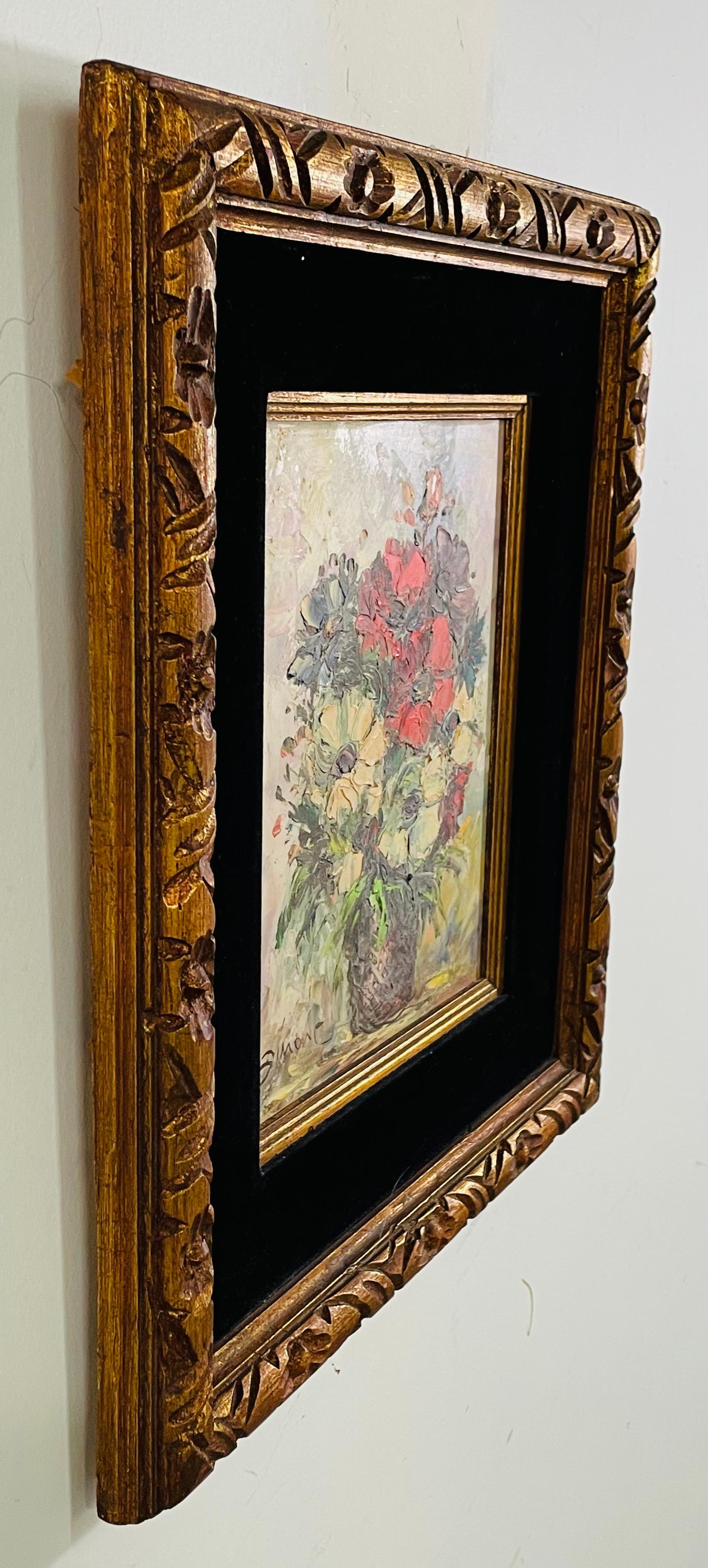 1950's Still Life of Mixed Flowers Oil Painting Signed and Framed 2