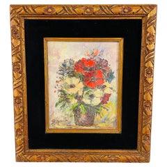 1950's Still Life of Mixed Flowers Oil Painting Signed and Framed