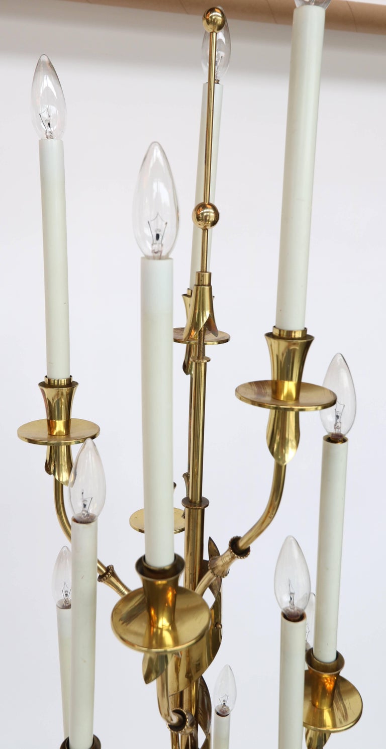 1950s Stilnovo Candelabra Floor Lamp with Marble Base For Sale at 1stdibs