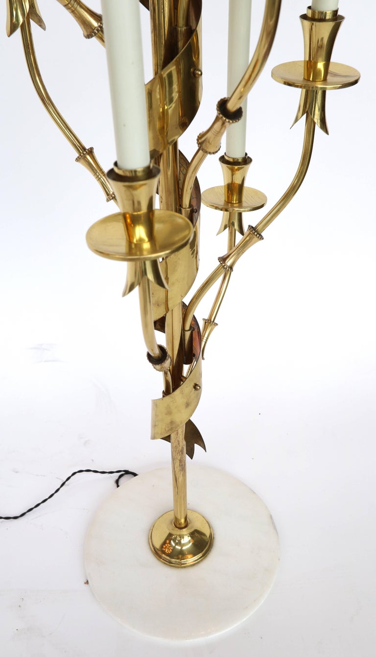 1950s Stilnovo Candelabra Floor Lamp with Marble Base For Sale at 1stdibs
