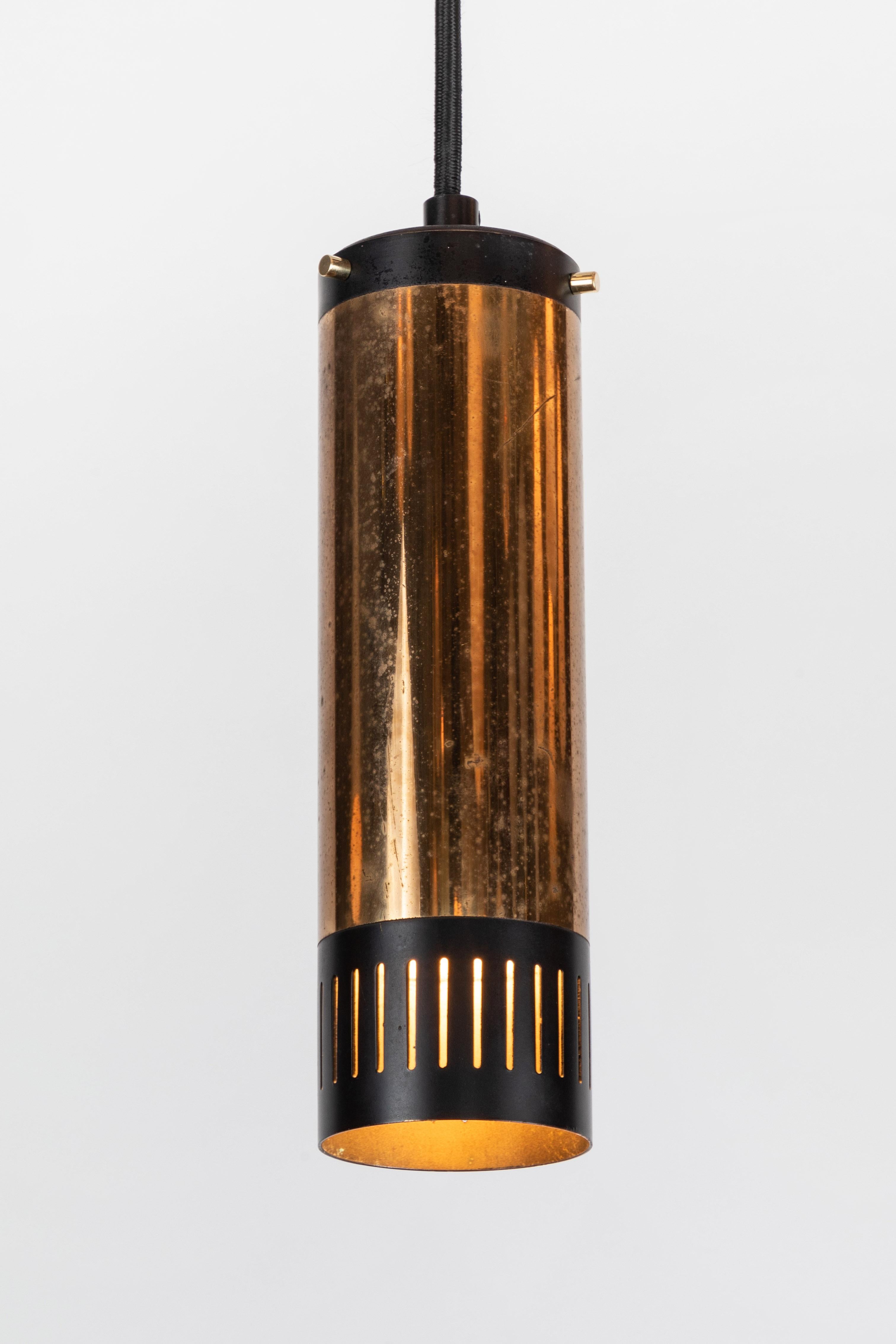 Mid-20th Century 1950s Stilnovo Cylindrical Pendant with Yellow Label