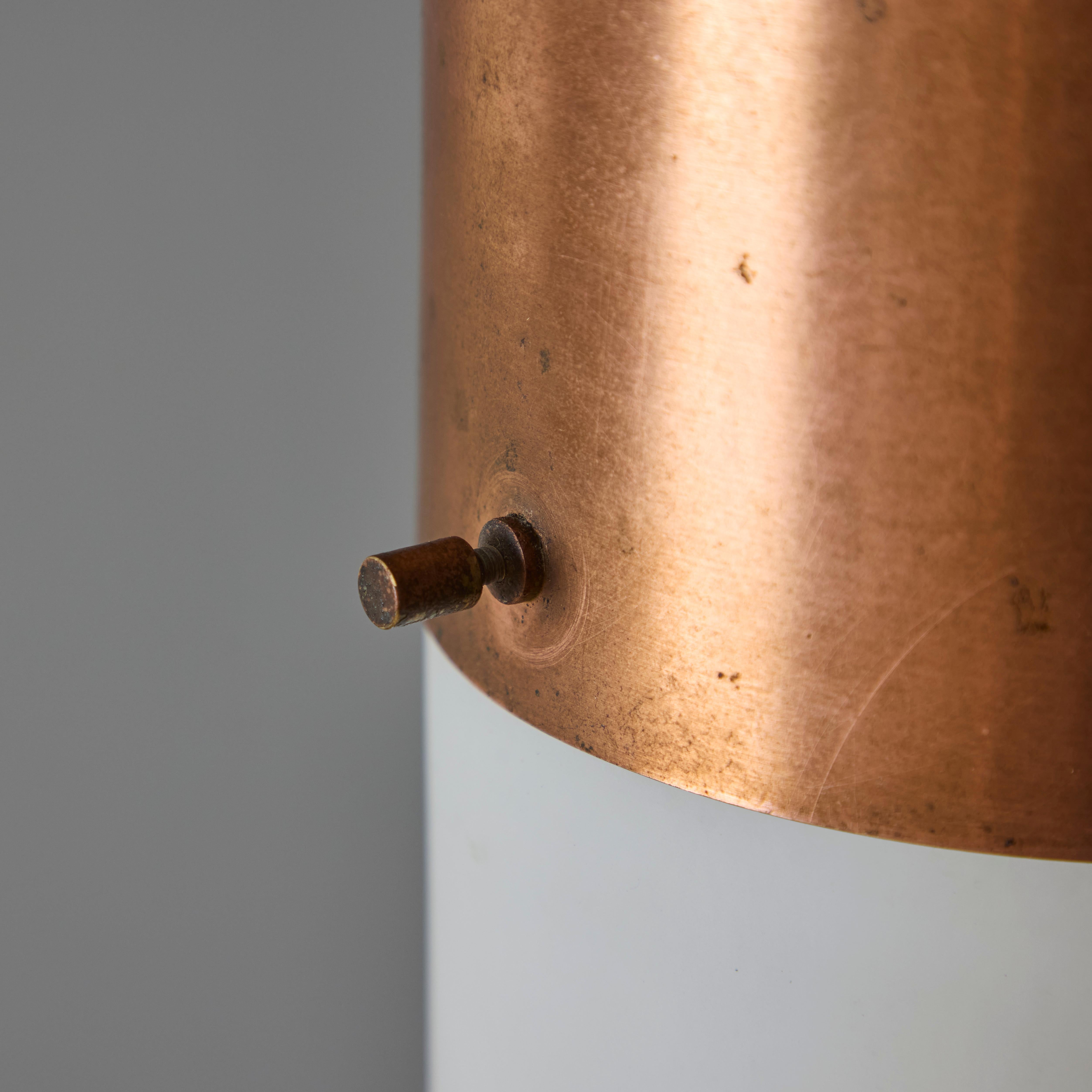 1950s Stilnovo Glass & Copper Cylindrical Pendant with Original Yellow Label For Sale 4