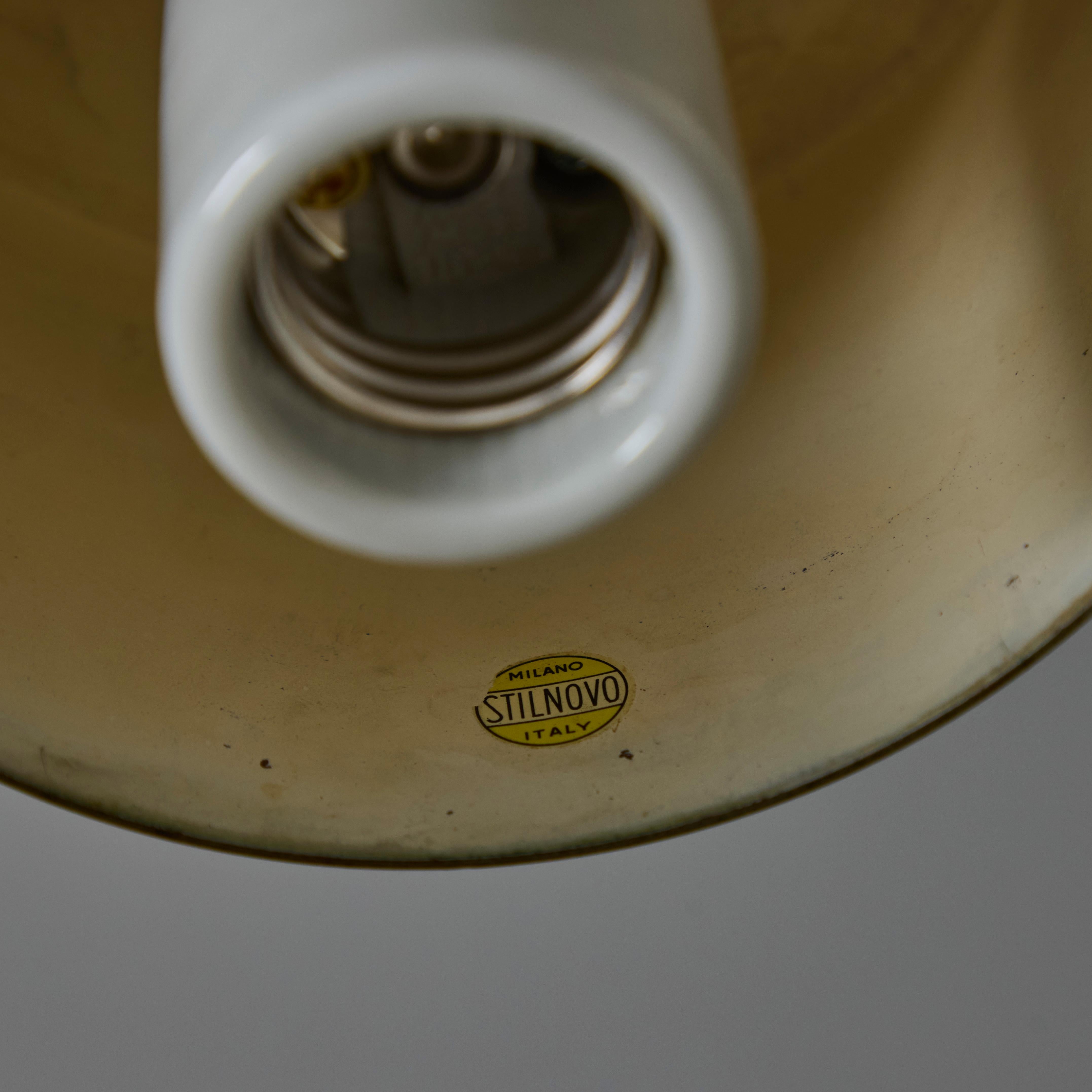 1950s Stilnovo Glass & Copper Cylindrical Pendant with Original Yellow Label For Sale 7