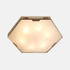 1950s Stilnovo Hexagonal Flush Mount Ceiling Light Model 1183