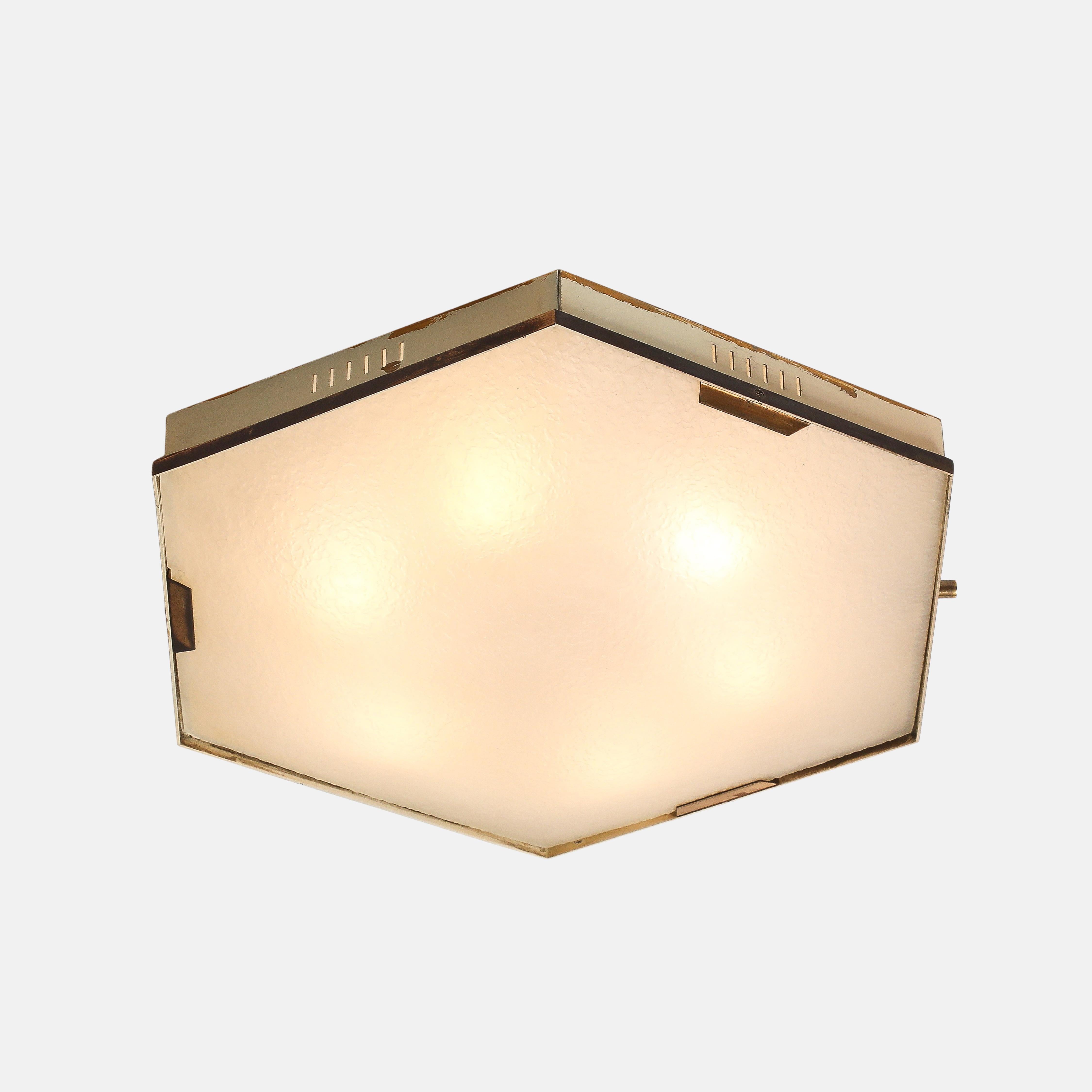 Sechseckige Stilnovo-Deckenleuchte, Einbaubeleuchtung Modell 1183, 1950er Jahre (Moderne der Mitte des Jahrhunderts) im Angebot