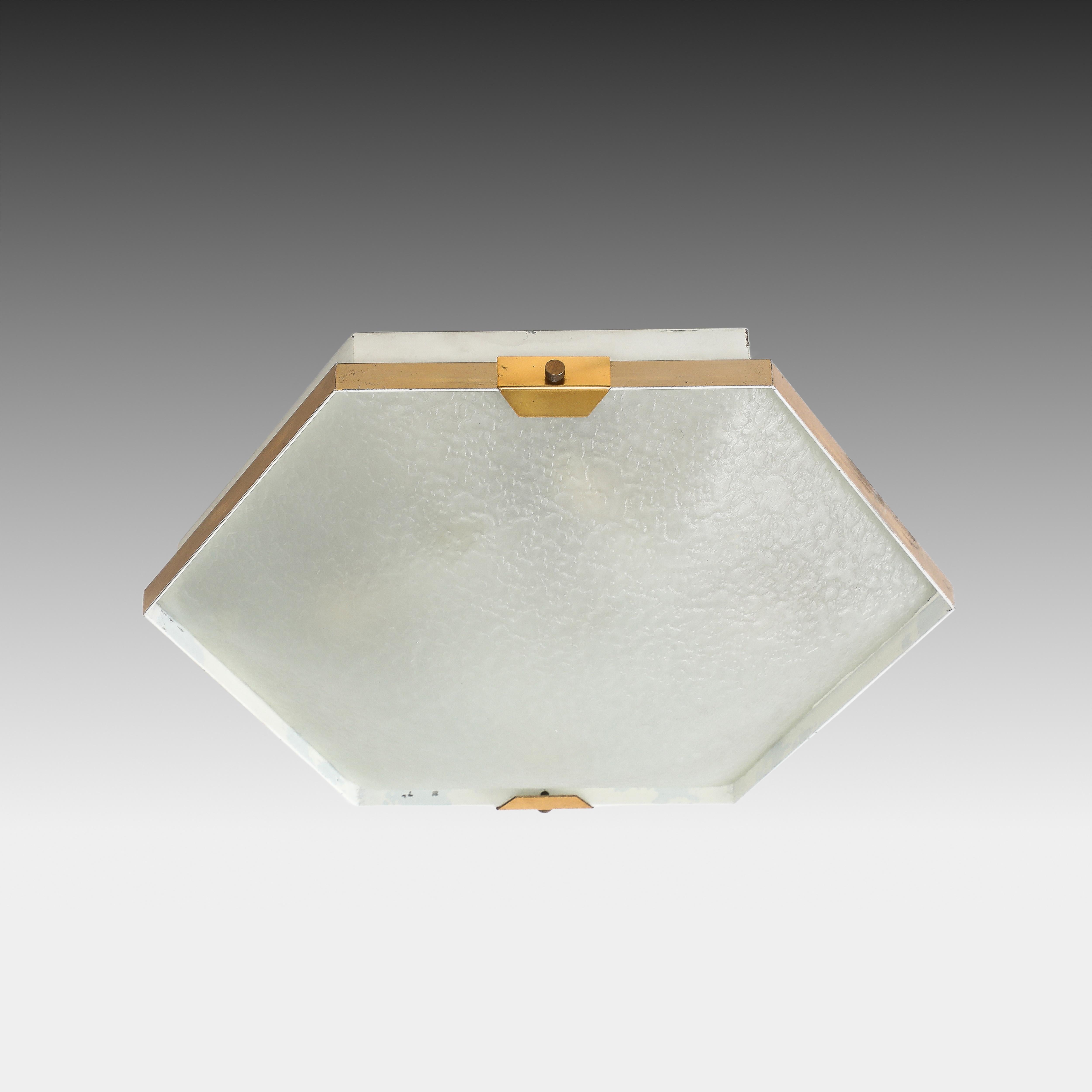 Italian 1960s Stilnovo Hexagonal Flush Mount Ceiling Light Model 1183