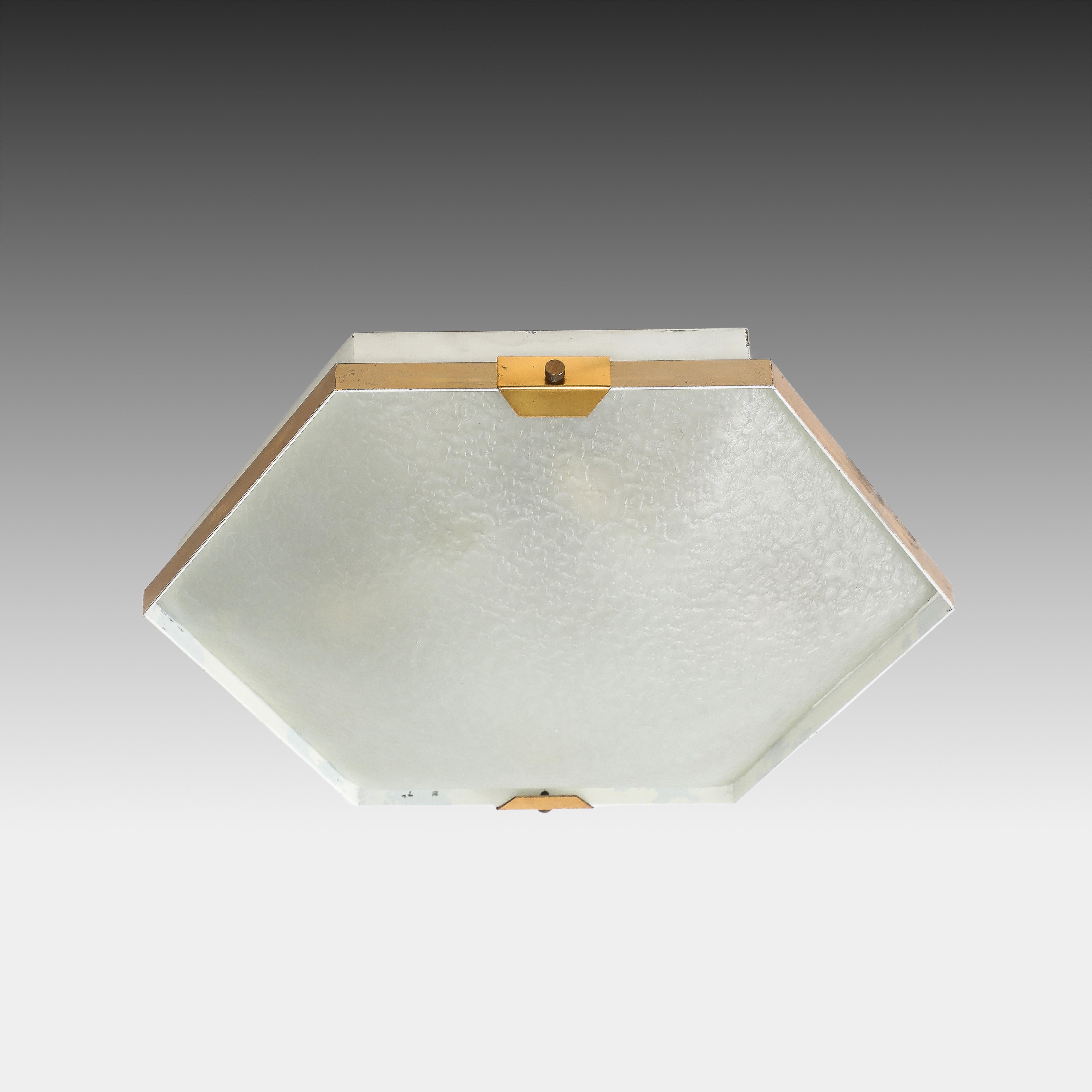 Italian 1960s Stilnovo Hexagonal Flush Mount Ceiling Light Model 1183 For Sale