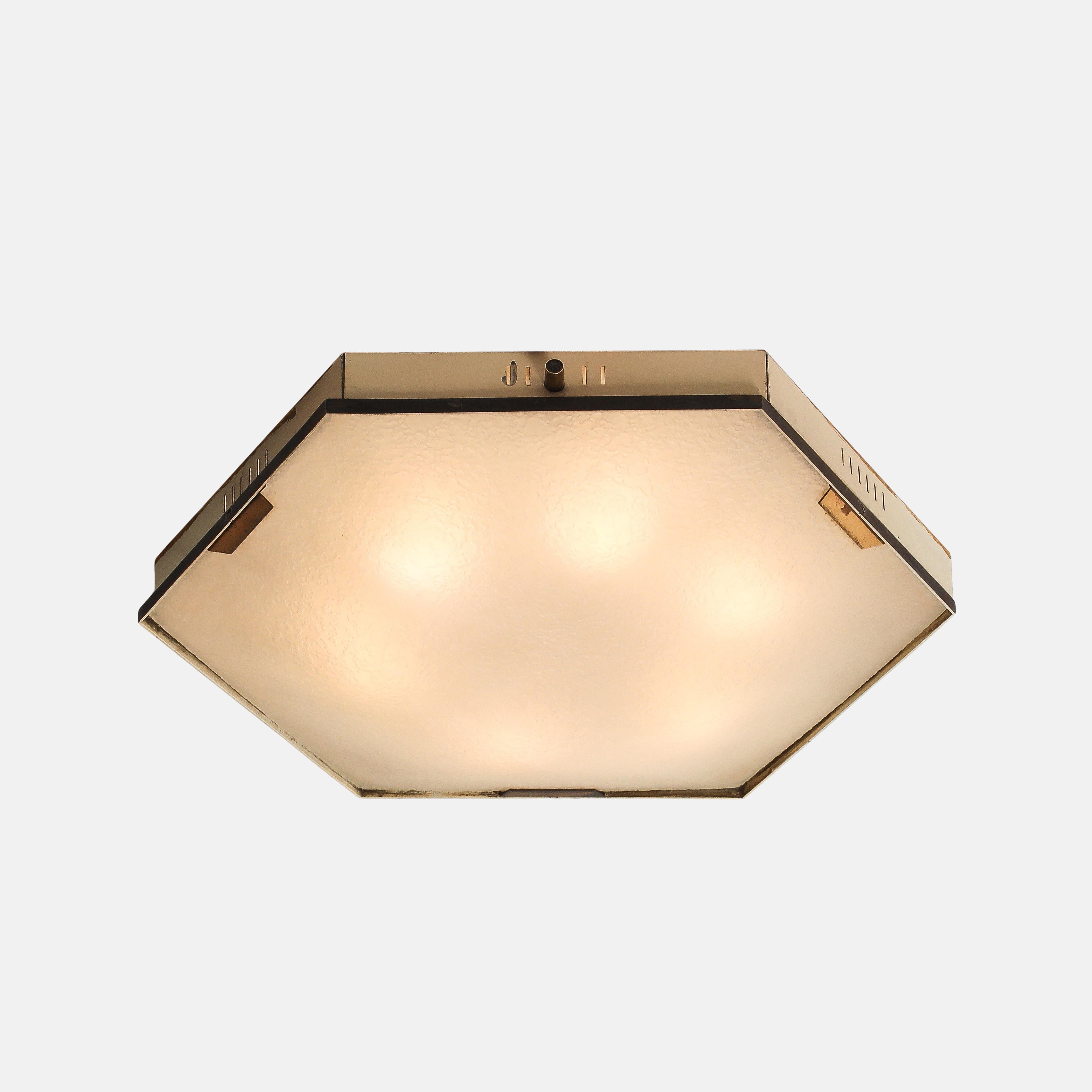 Sechseckige Stilnovo-Deckenleuchte, Einbaubeleuchtung Modell 1183, 1950er Jahre (Italienisch) im Angebot