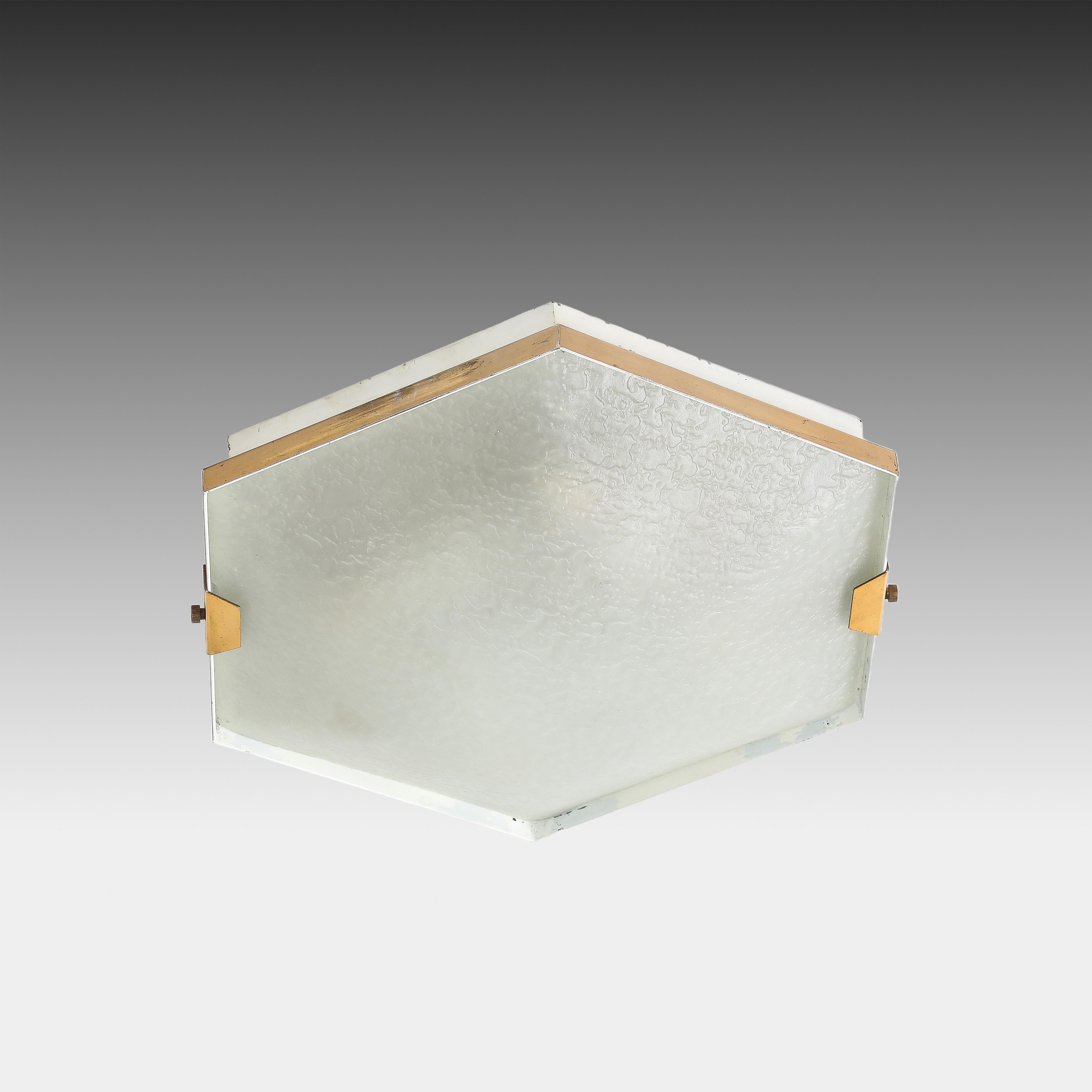 1960s Stilnovo Hexagonal Flush Mount Ceiling Light Model 1183 In Good Condition For Sale In New York, NY