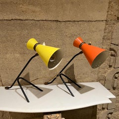 1950s Stilnovo Italian Desk Lamps Pair Yellow and Red