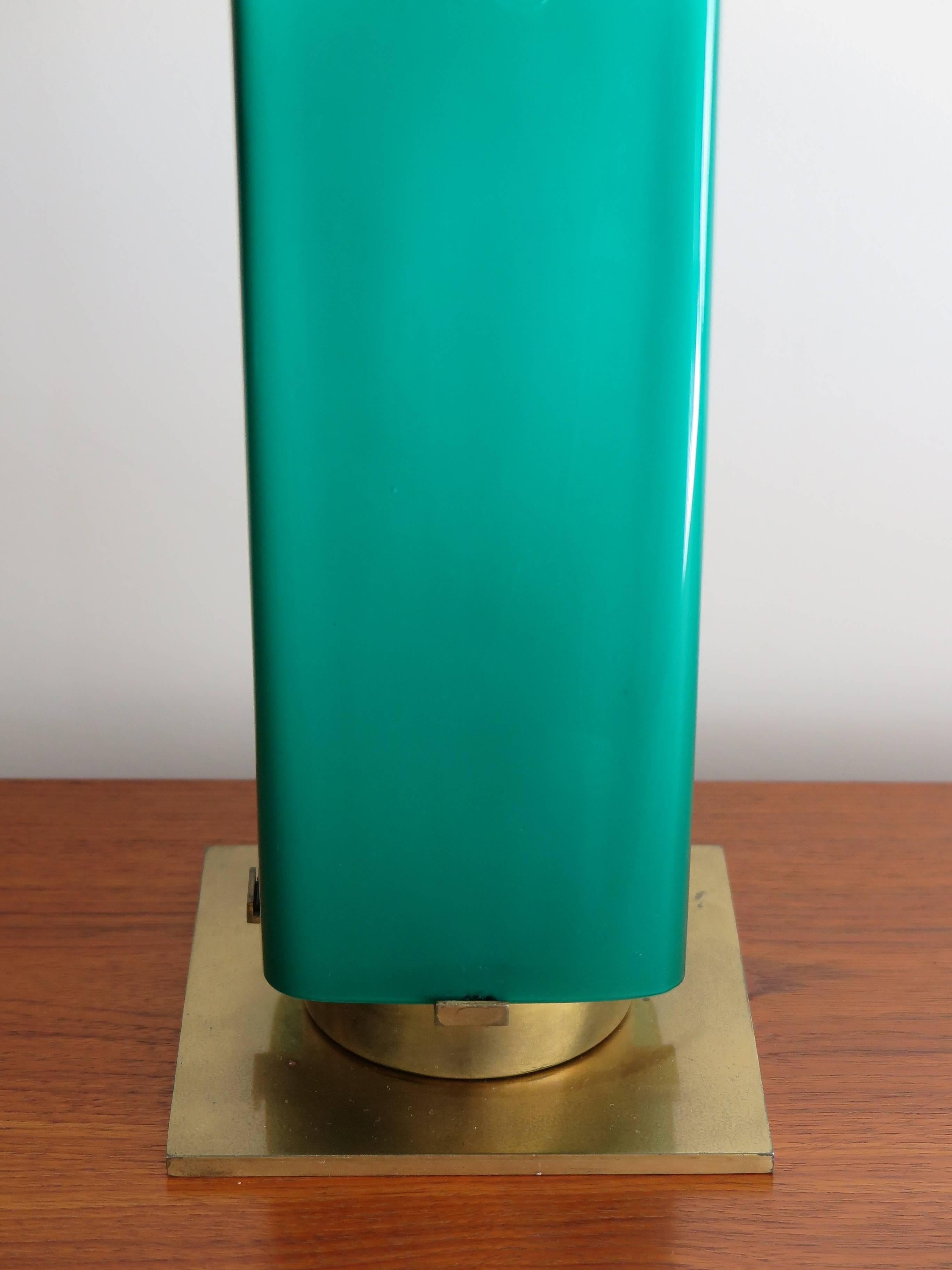 1950s Stilnovo Midcentury Modern Italian Glass and Brass Table Lamp Shade 2