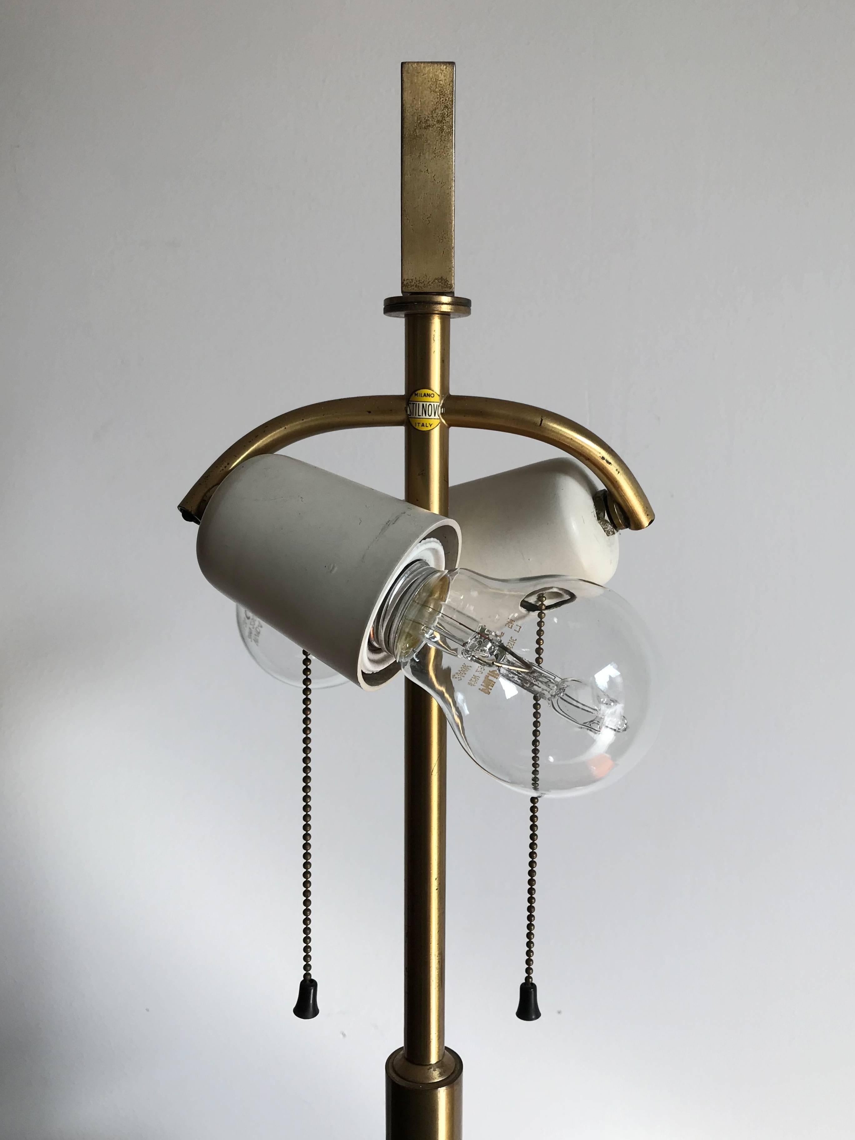 Mid-Century Modern 1950s Stilnovo Midcentury Modern Italian Glass and Brass Table Lamp Shade