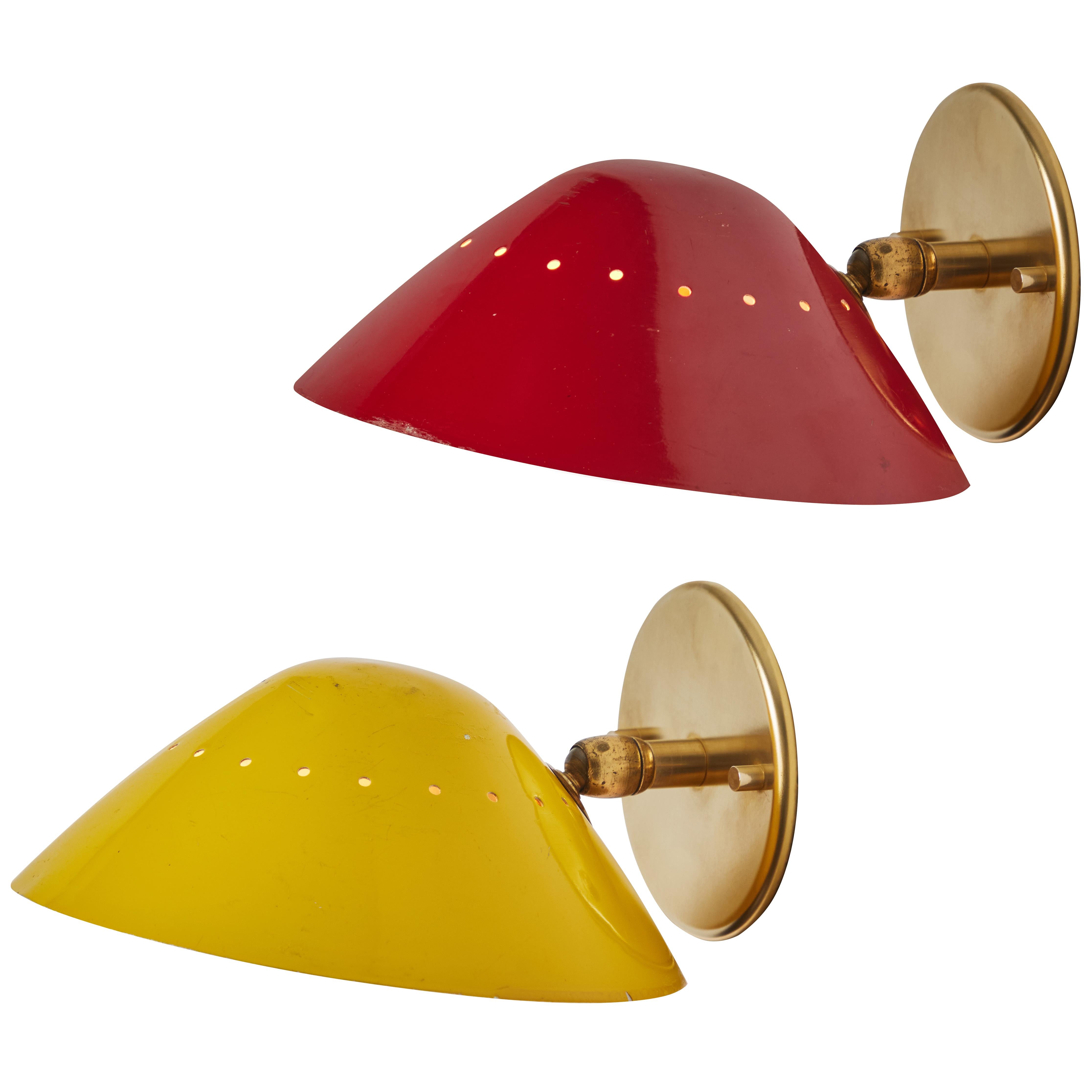 1950s Stilnovo Perforated Wall Sconce in Red For Sale at 1stDibs