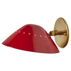 Vintage 1950s Stilnovo Perforated Wall Sconce in Red