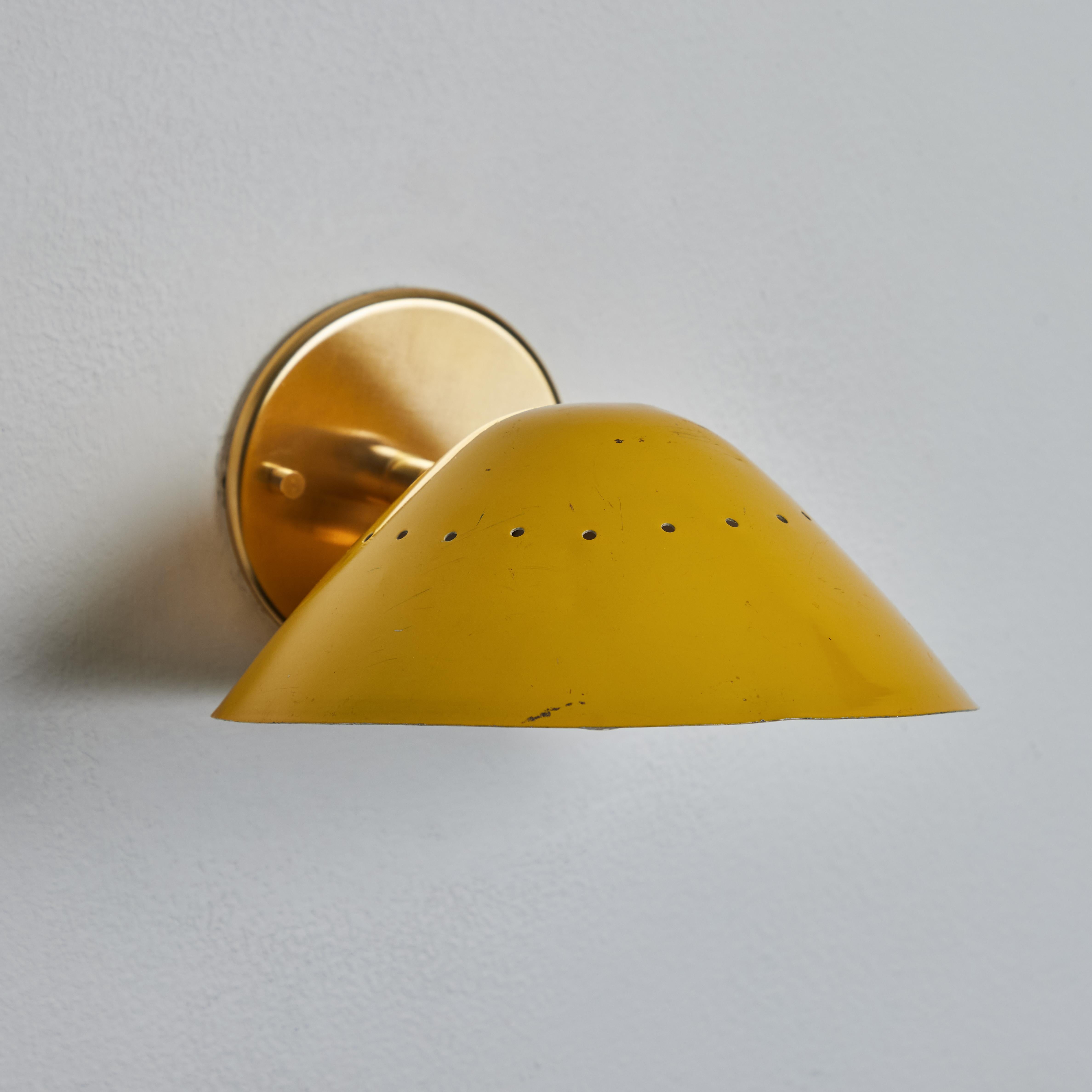 Mid-Century Modern 1950s Stilnovo Perforated Wall Sconce in Yellow