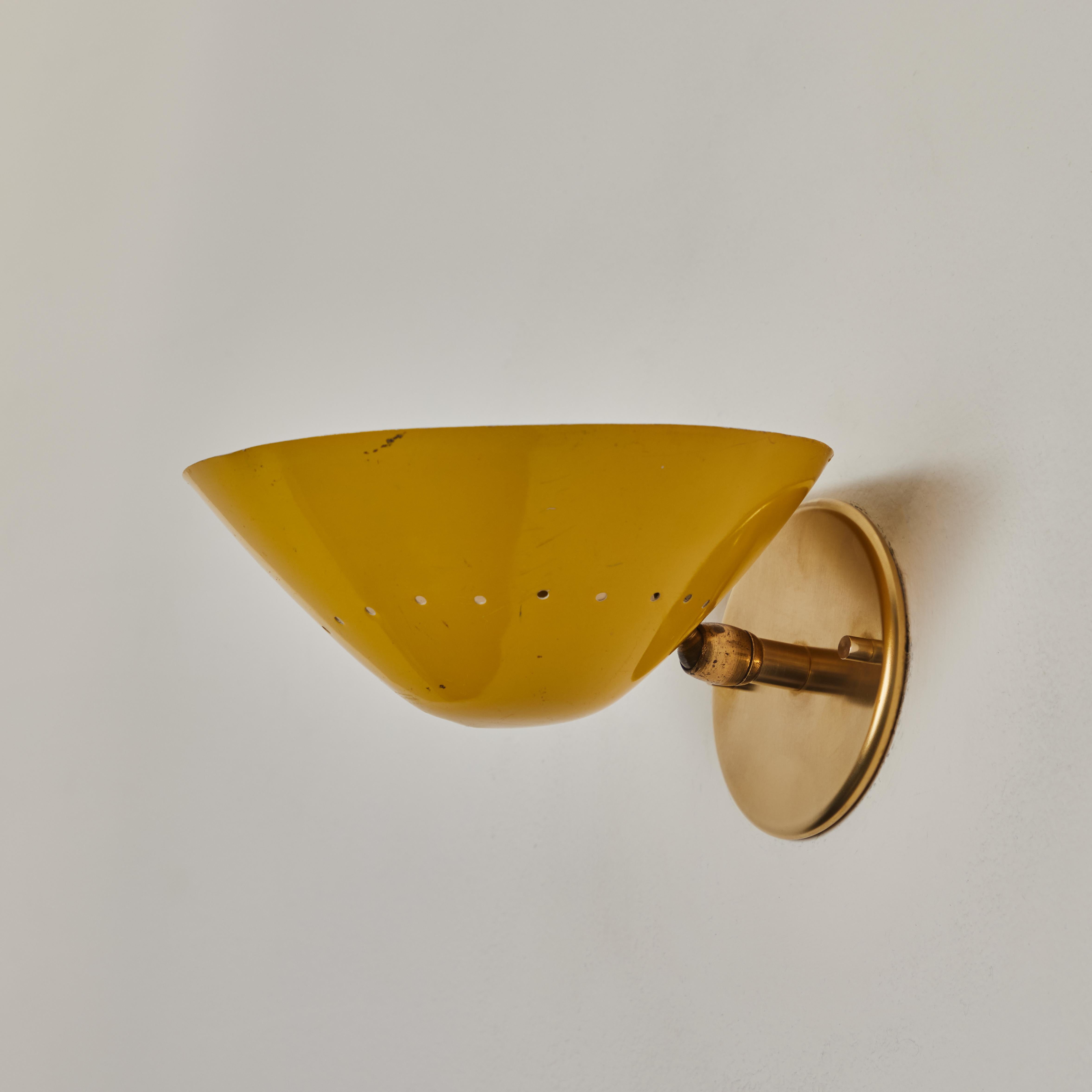 Italian 1950s Stilnovo Perforated Wall Sconce in Yellow