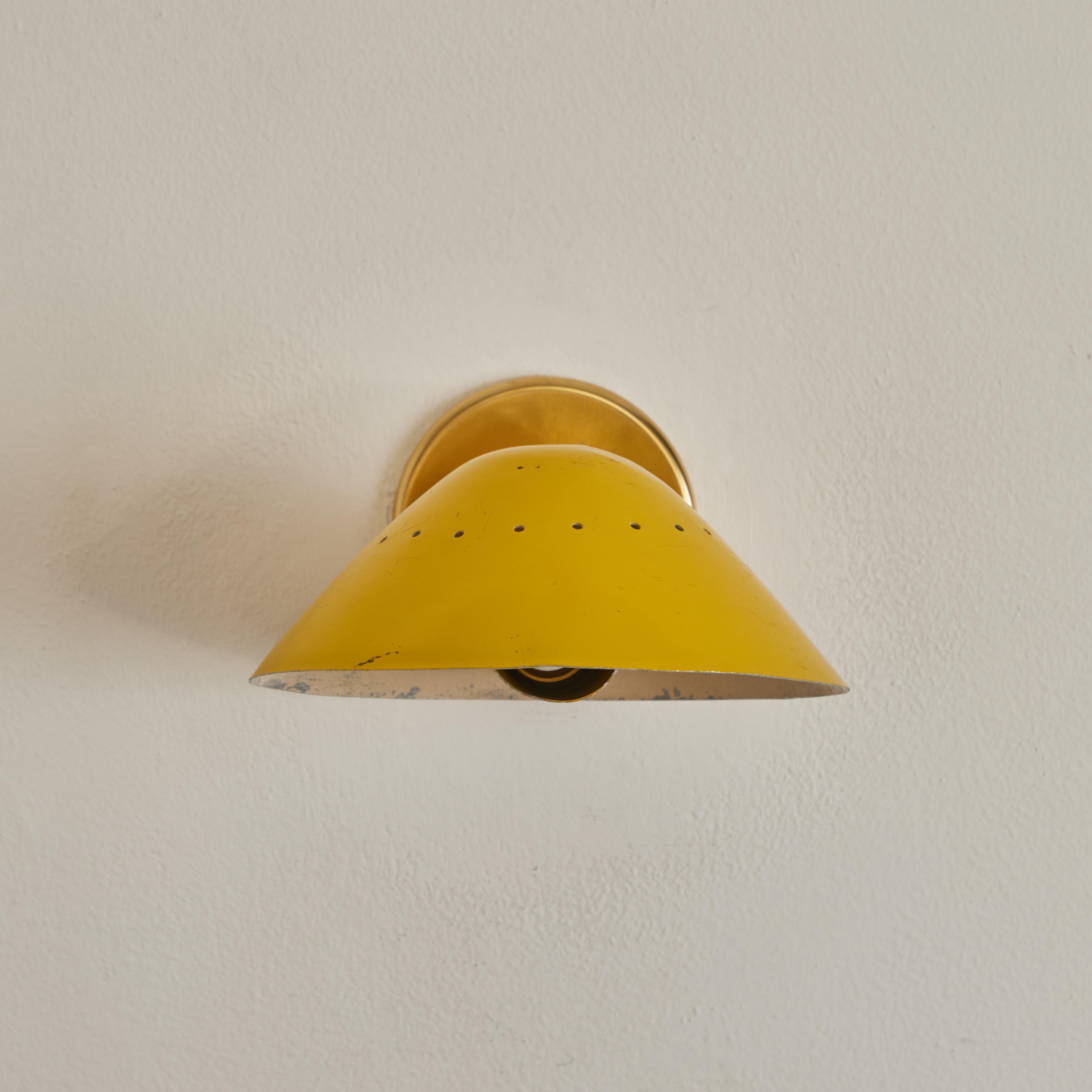1950s Stilnovo Perforated Wall Sconce in Yellow 1