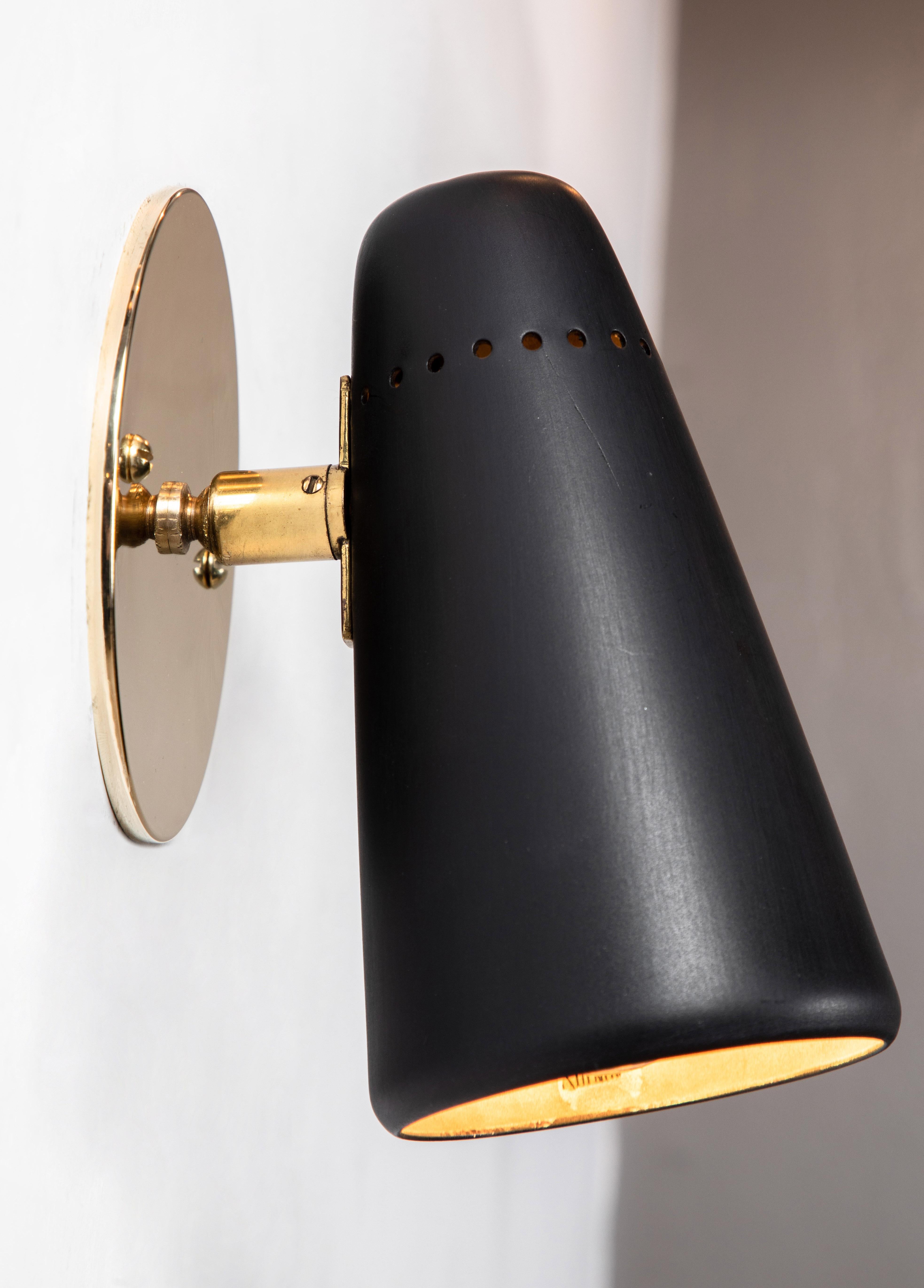 1950s Stilnovo Sconces in Black and Brass with Yellow Label 3