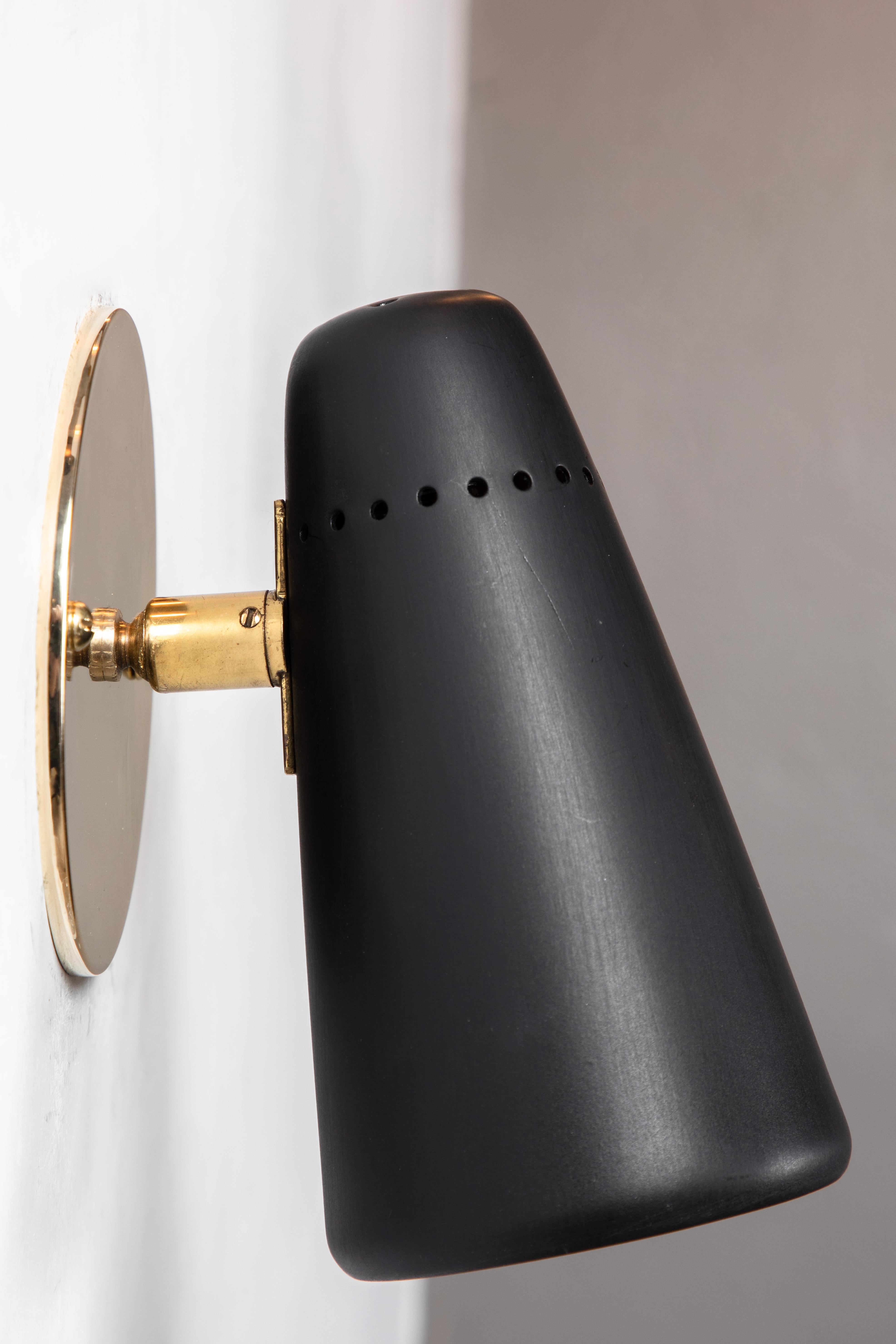 1950s Stilnovo Sconces in Black and Brass with Yellow Label 8