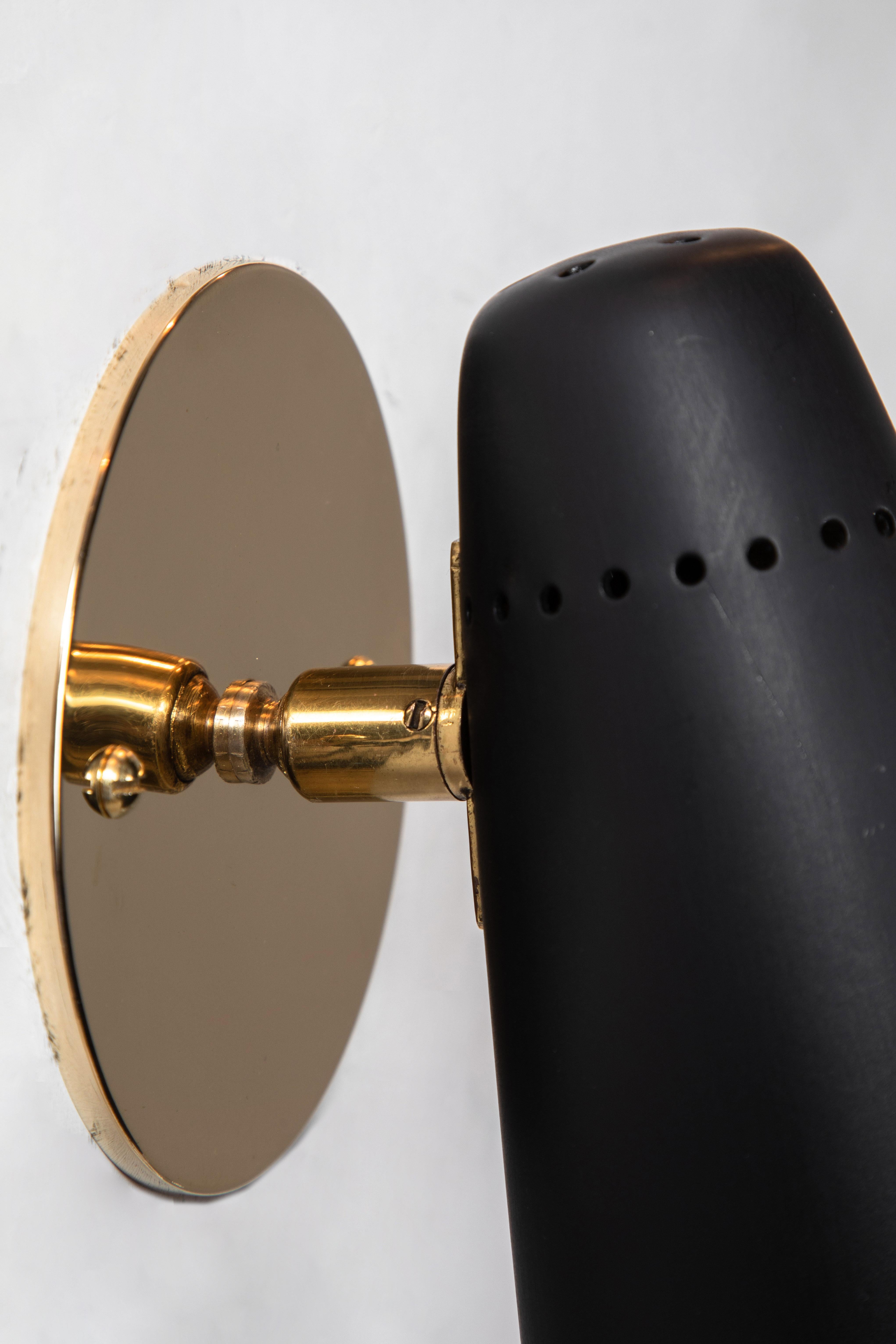 1950s Stilnovo Sconces in Black and Brass with Yellow Label 9