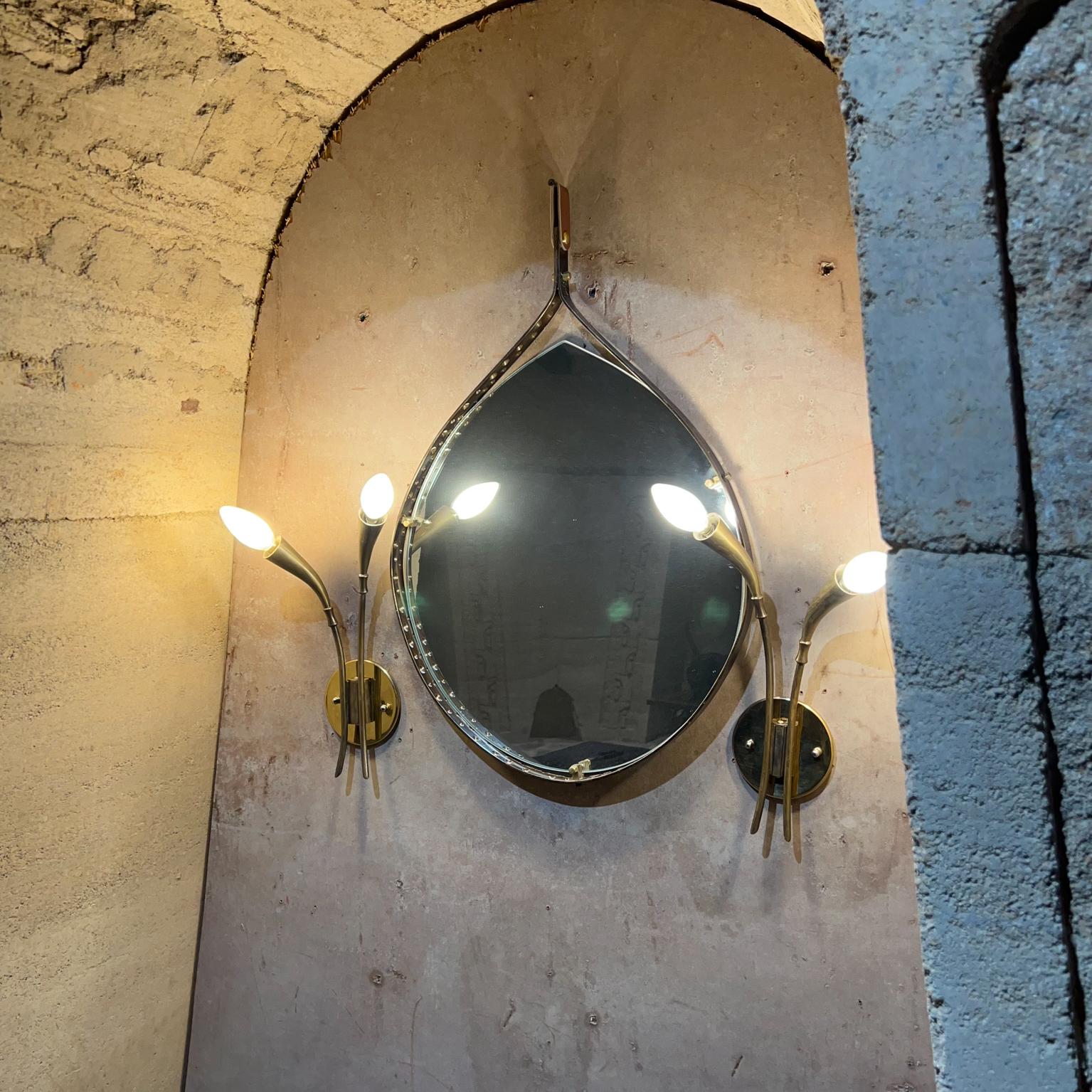 1950s Stilnovo Sculptural Italian Wall Sconces in Patinated Brass Italy For Sale 8